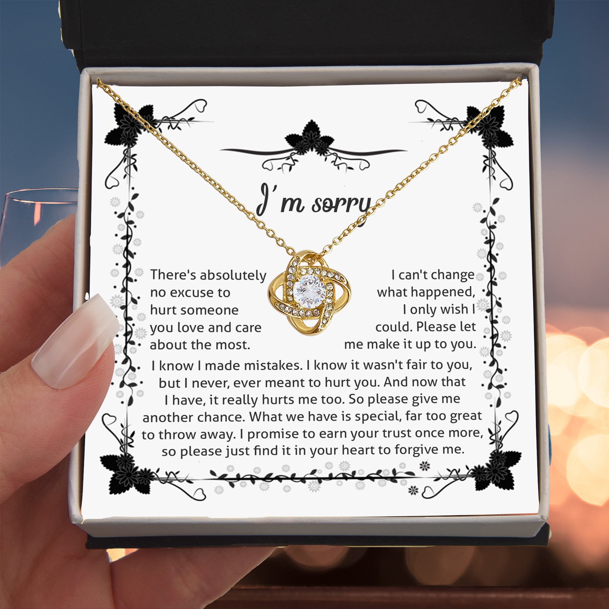 Apology - I'm Sorry, No Excuse, Another Chance - Love Knot Pendant Necklace - Mallard Moon
