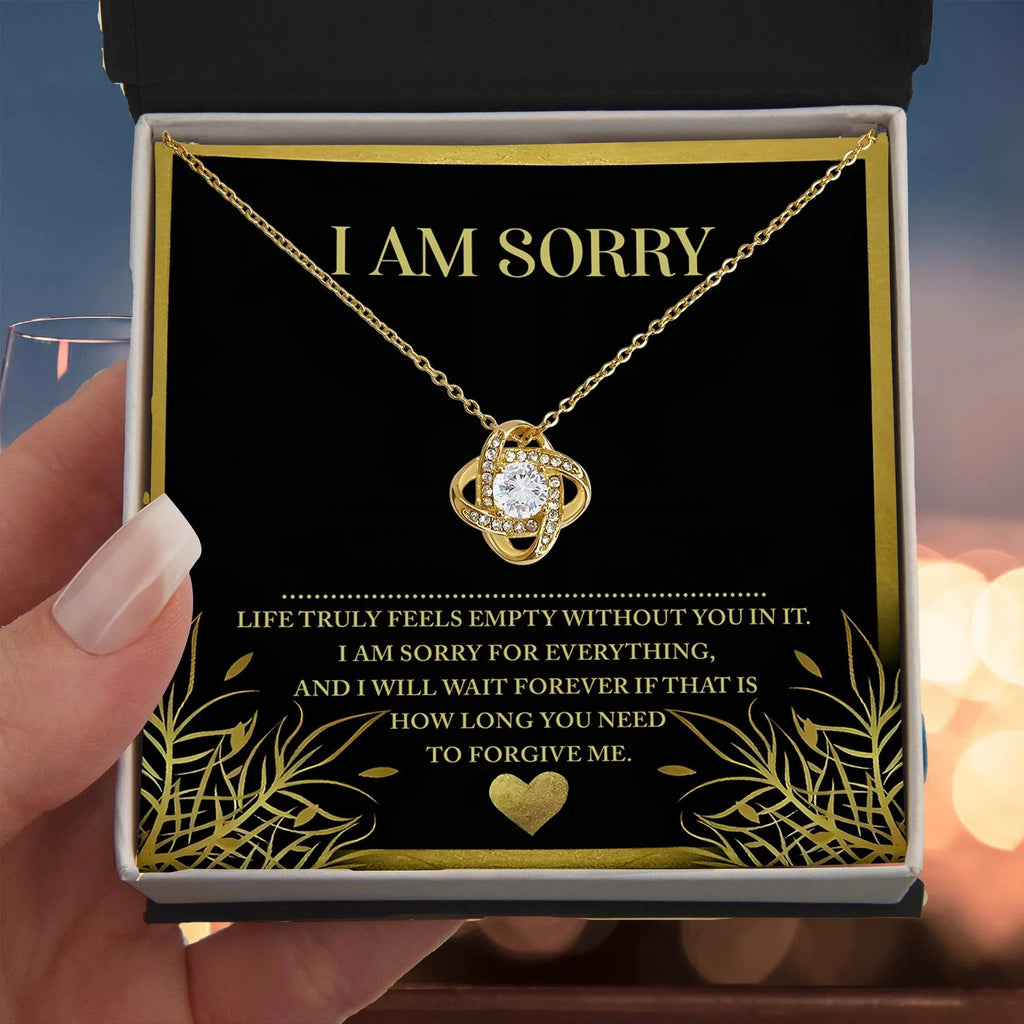 Apology Gift for Girlfriend, Wife, Soulmate - Sorry, Without You - Love Knot Pendant Necklace