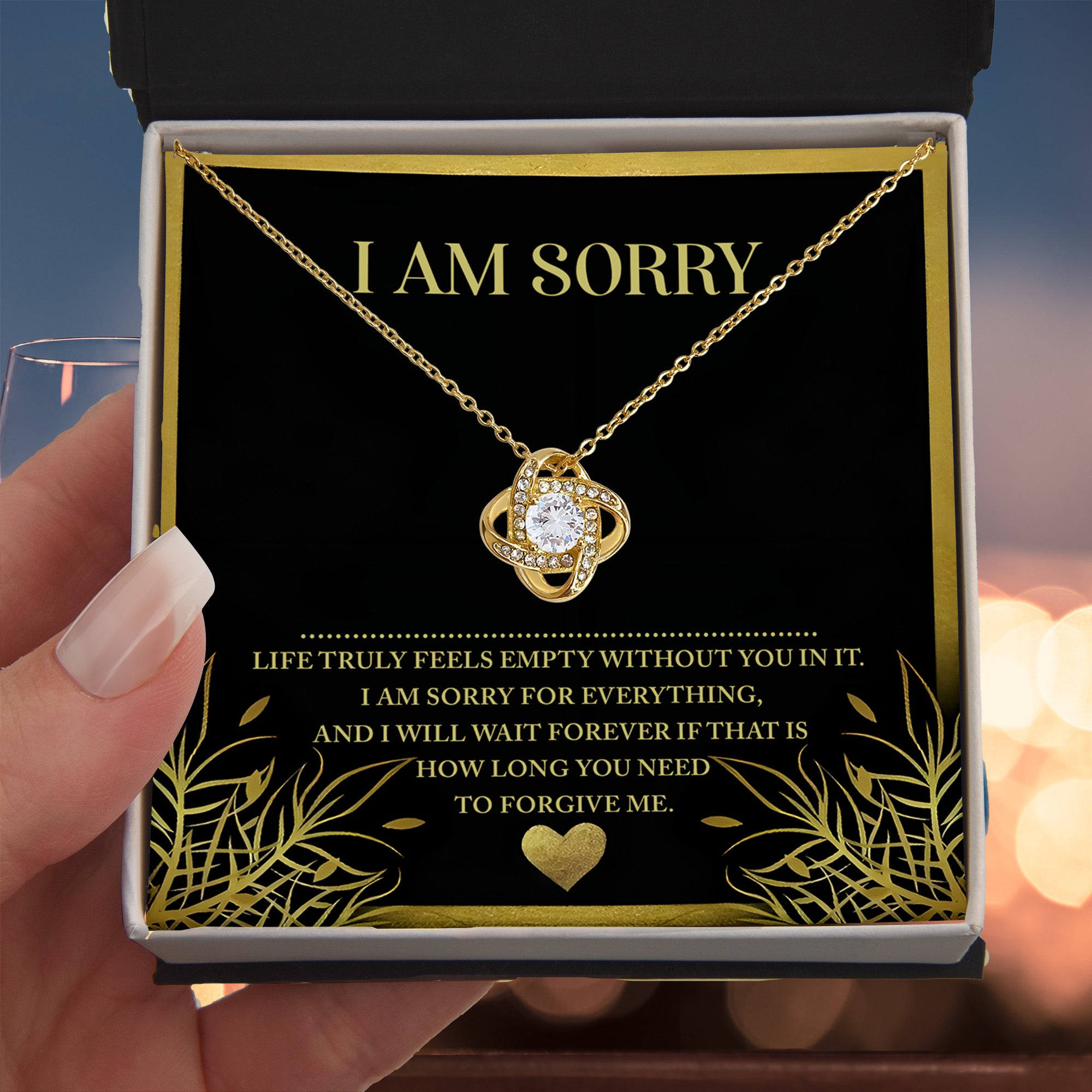 Apology Gift for Girlfriend, Wife, Soulmate - Sorry, Without You - Love Knot Pendant Necklace - Mallard Moon