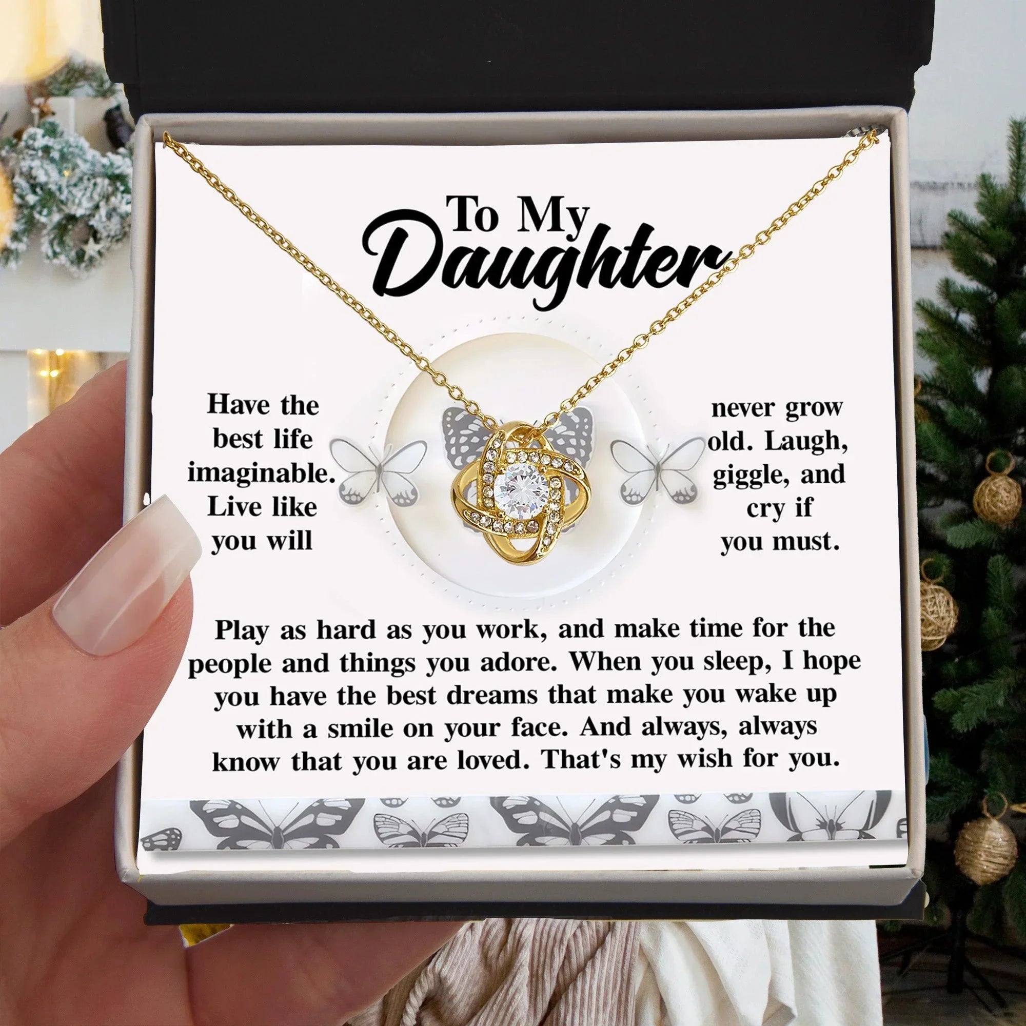 Gift for Daughter - My Wish For You - Love Knot Pendant Necklace