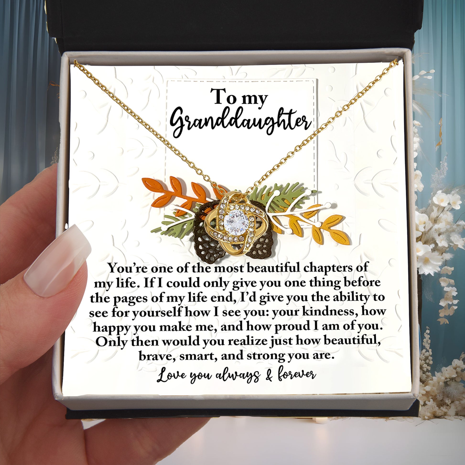 Gift for Granddaughter - How Beautiful - Love Knot Pendant Necklace - Mallard Moon