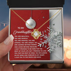 To My Granddaughter – Christmas Love Knot Necklace | “You Are Beautiful, Strong & Loved” Holiday Message Card | Grandparent Gift