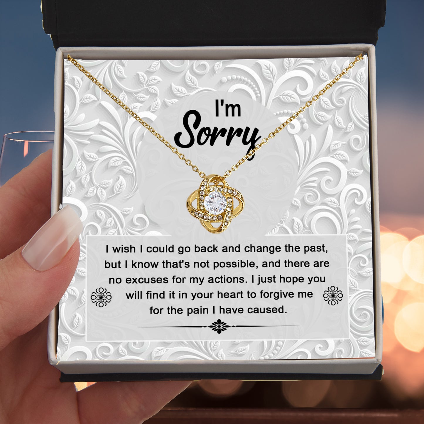 Apology Gift for Girlfriend, Wife, Soulmate - Sorry, Change The Past - Love Knot Pendant Necklace - Mallard Moon