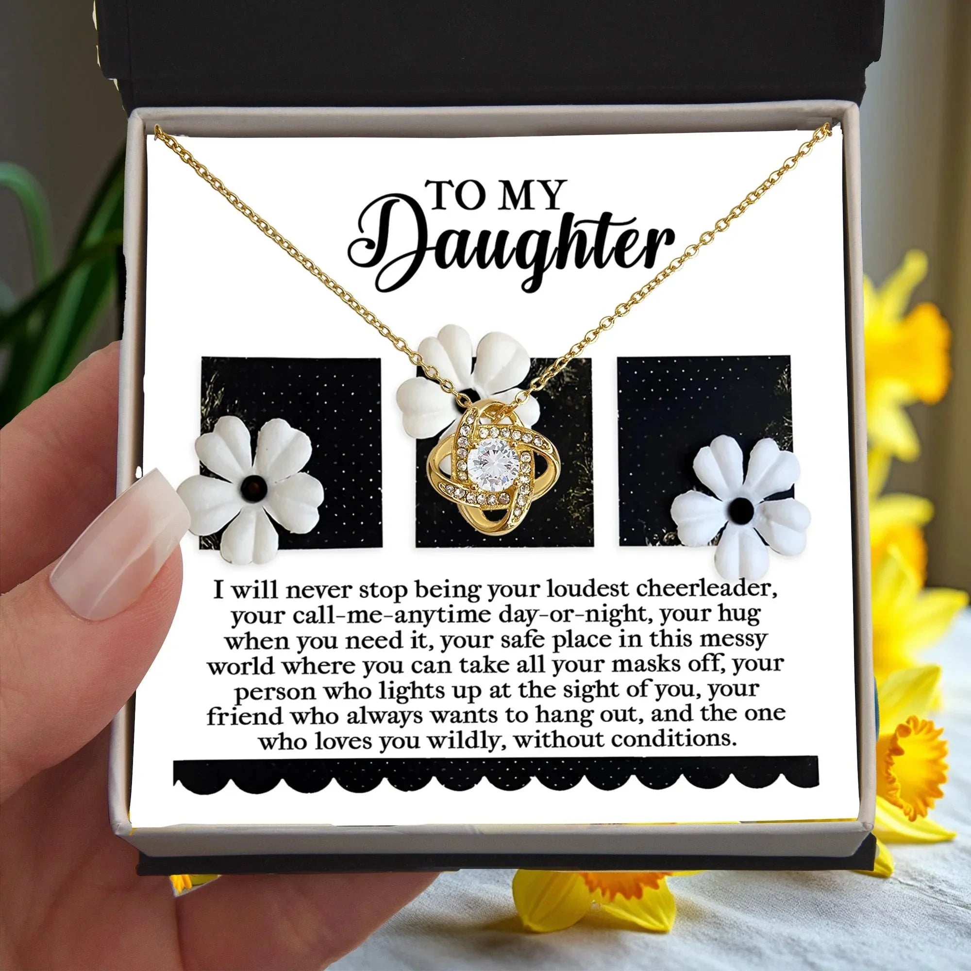 Gift for Daughter - Loudest Cheerleader - Love Knot Pendant Necklace