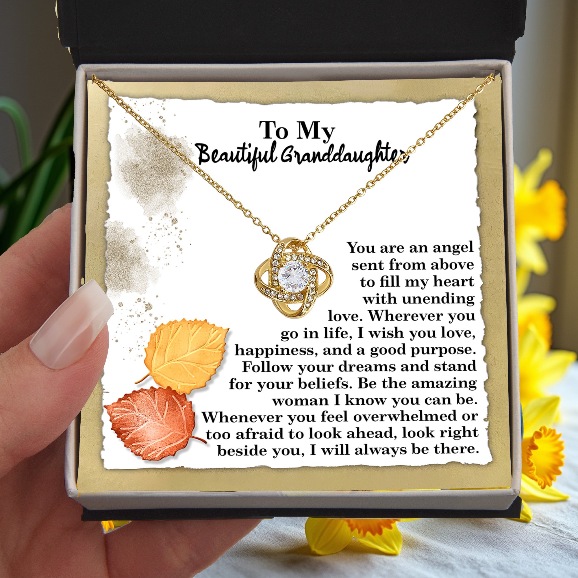 Gift for Granddaughter - An Angel - Love Knot Pendant Necklace - Mallard Moon