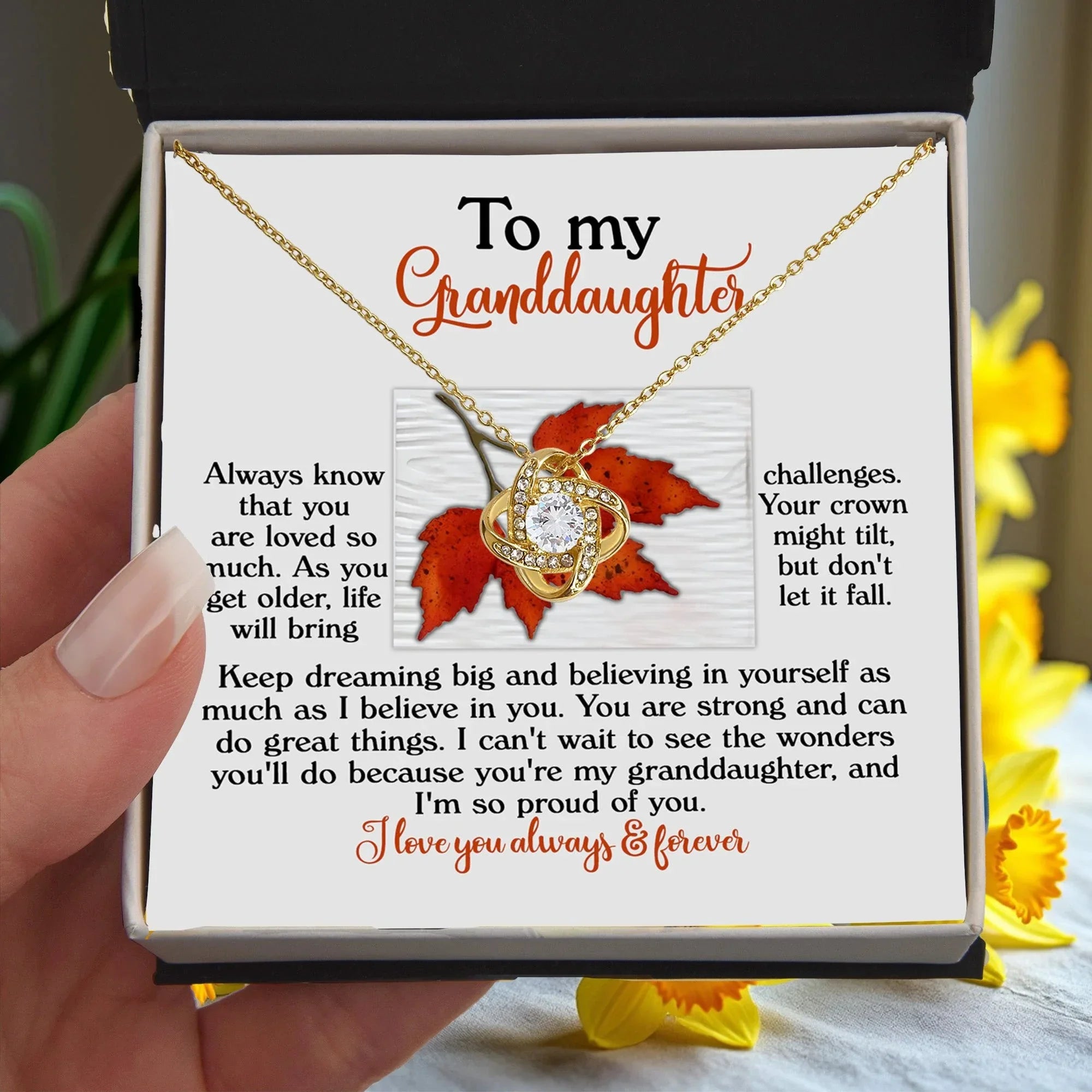 Gift for Granddaughter - Do Great Things - Love Knot Pendant Necklace