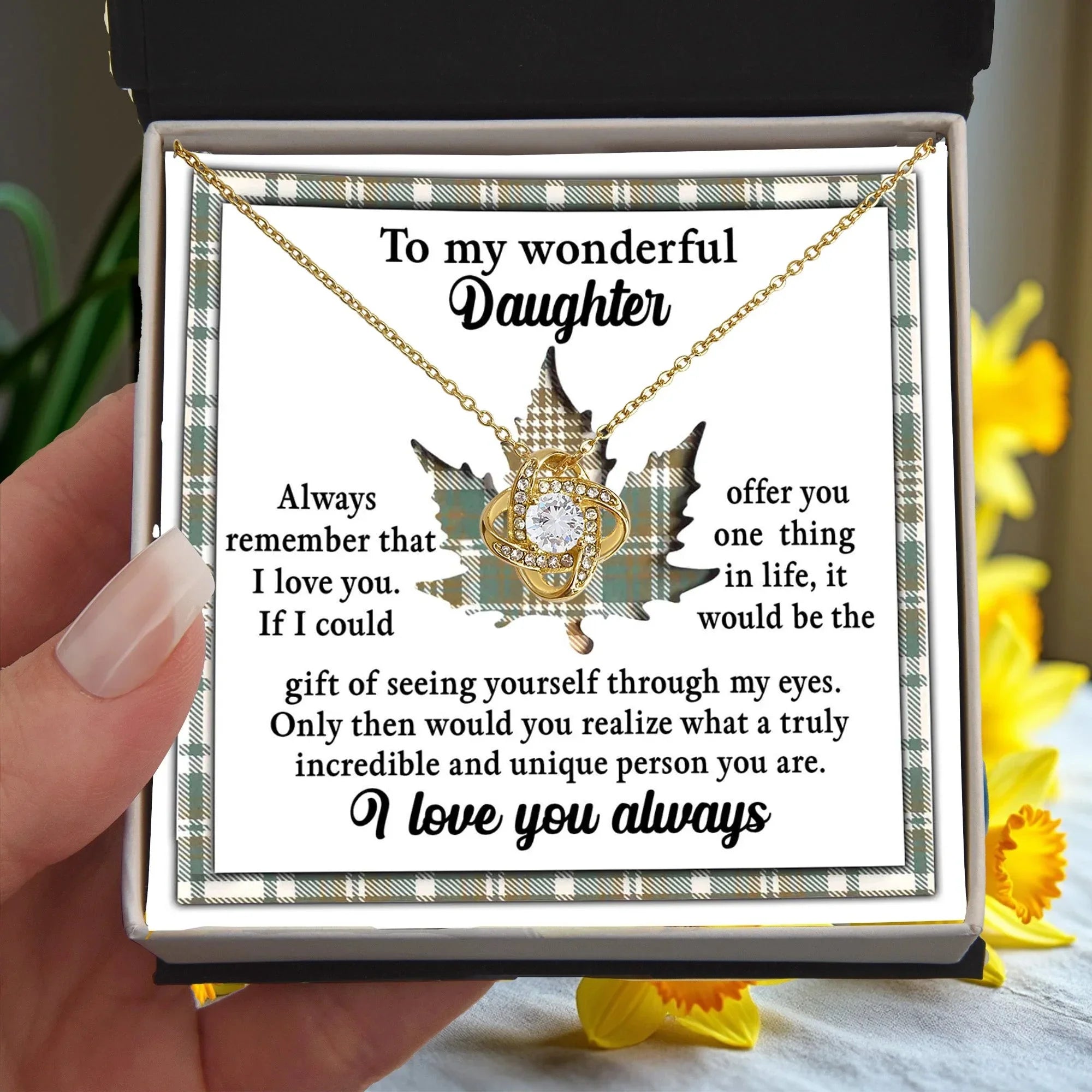 Gift for Daughter - Through My Eyes - Love Knot Pendant Necklace