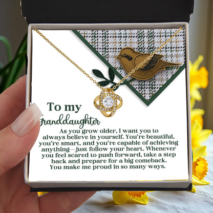 Gift for Granddaughter - A Big Comeback - Love Knot Pendant Necklace - Mallard Moon