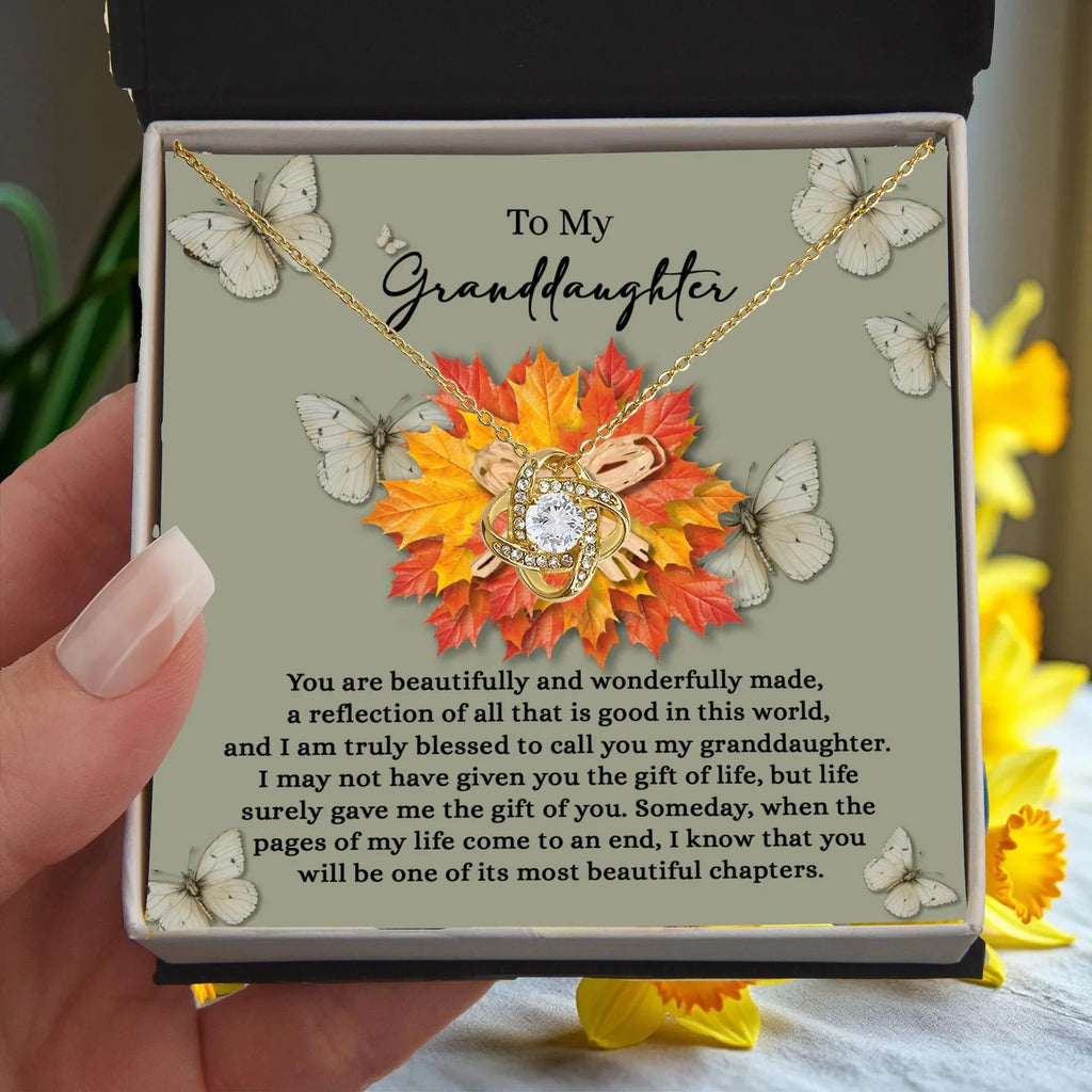 Granddaughter – Love Knot Necklace Gift | “Gift of You” Sentimental Message Card | Grandparent Keepsake for Birthday, Christmas & Special Milestones