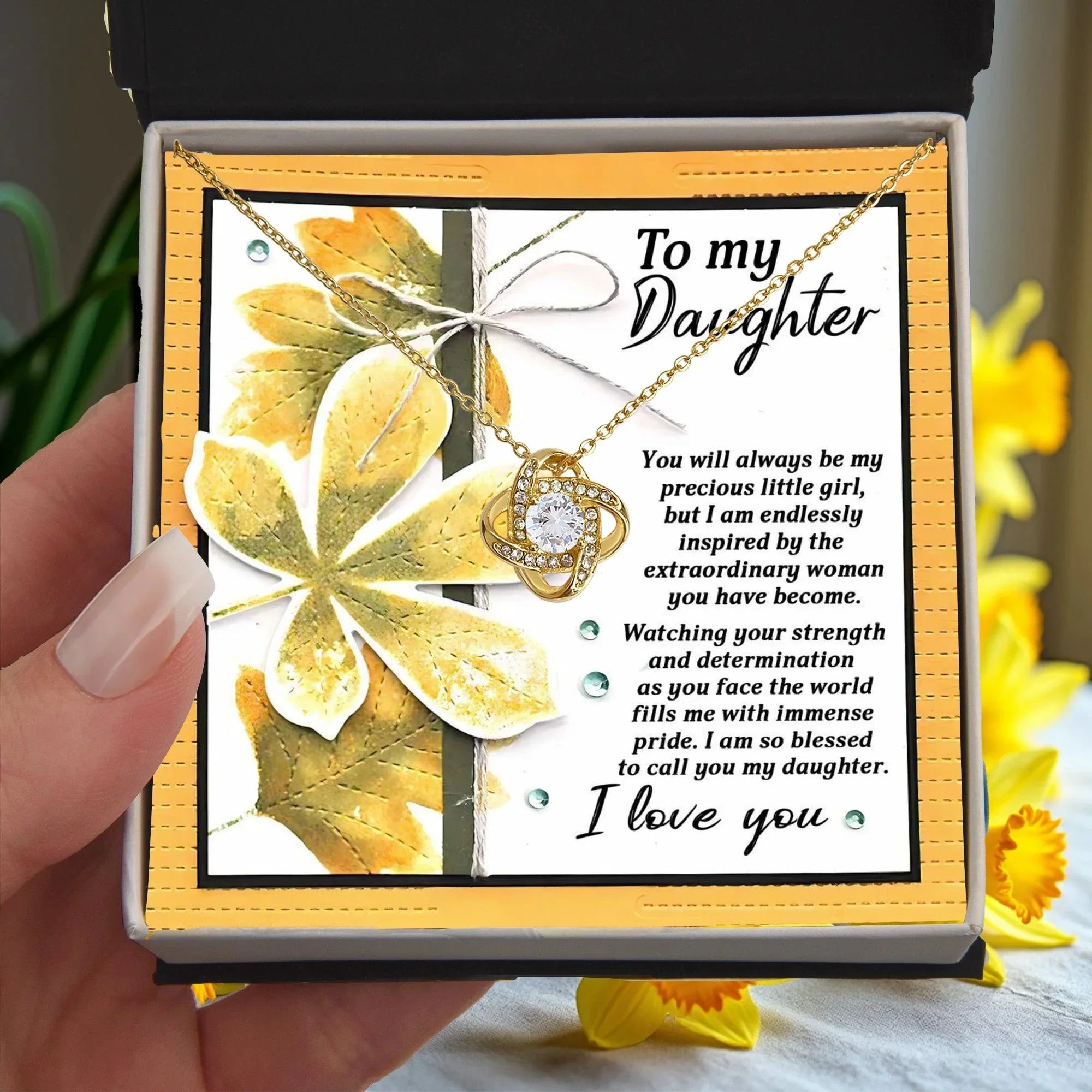 Gift for Daughter - Blessed To Call - Love Knot Pendant Necklace