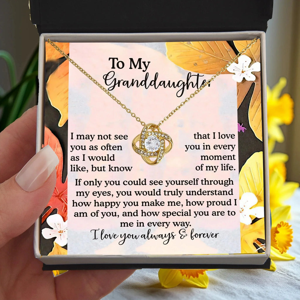 To My Granddaughter – Love Knot Necklace| “I Love You in Every Moment of My Life” Sentimental Message Card | Grandparent Gift