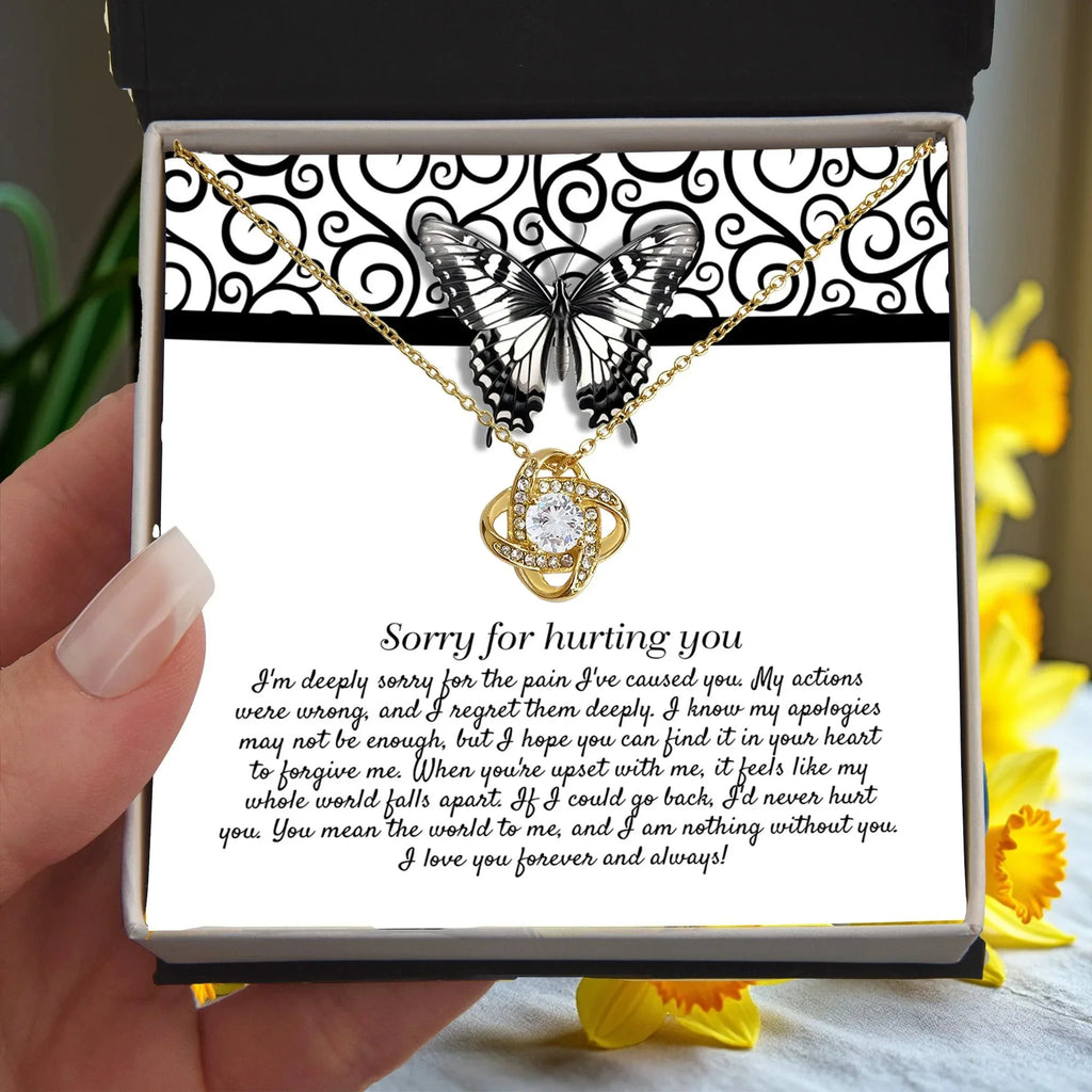 Apology Gift - Sorry for Hurting You - I am Nothing Without You - Love Knot Pendant Necklace