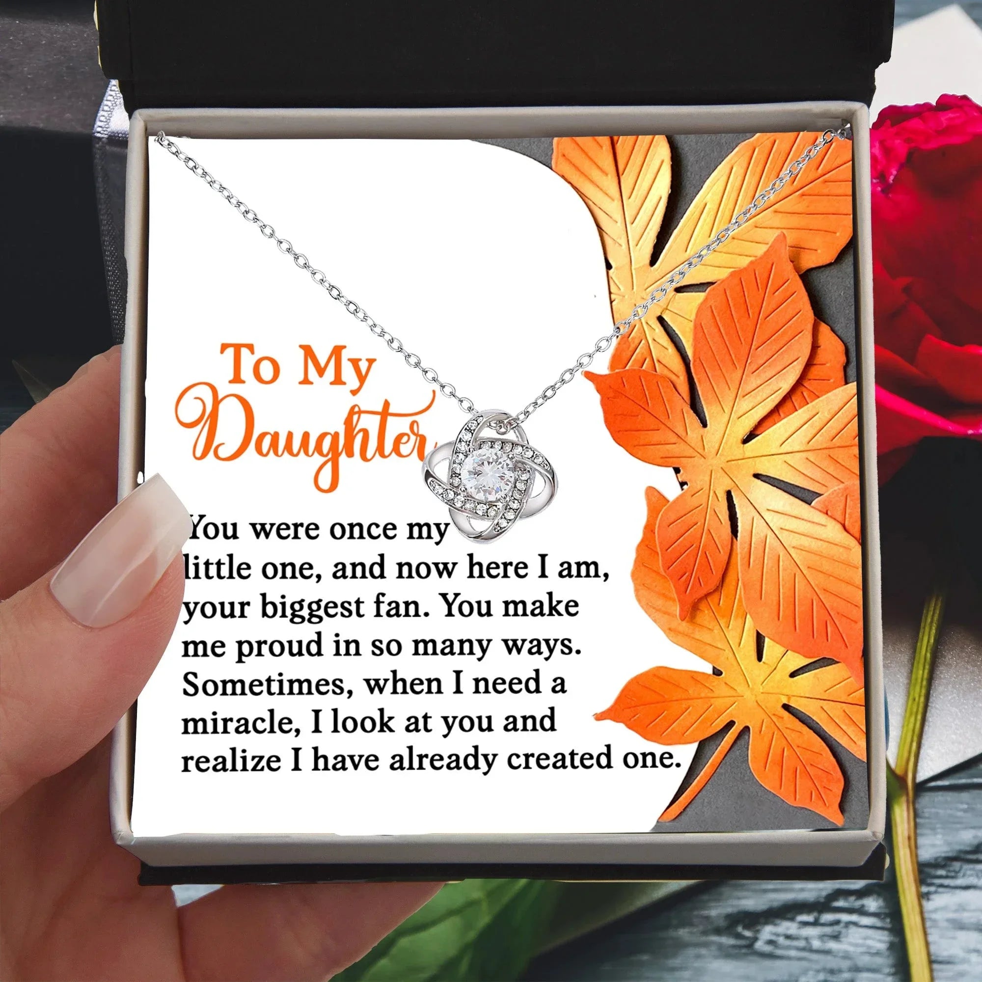 Gift for Daughter - Here I Am, Your Biggest Fan - Love Knot Pendant Necklace