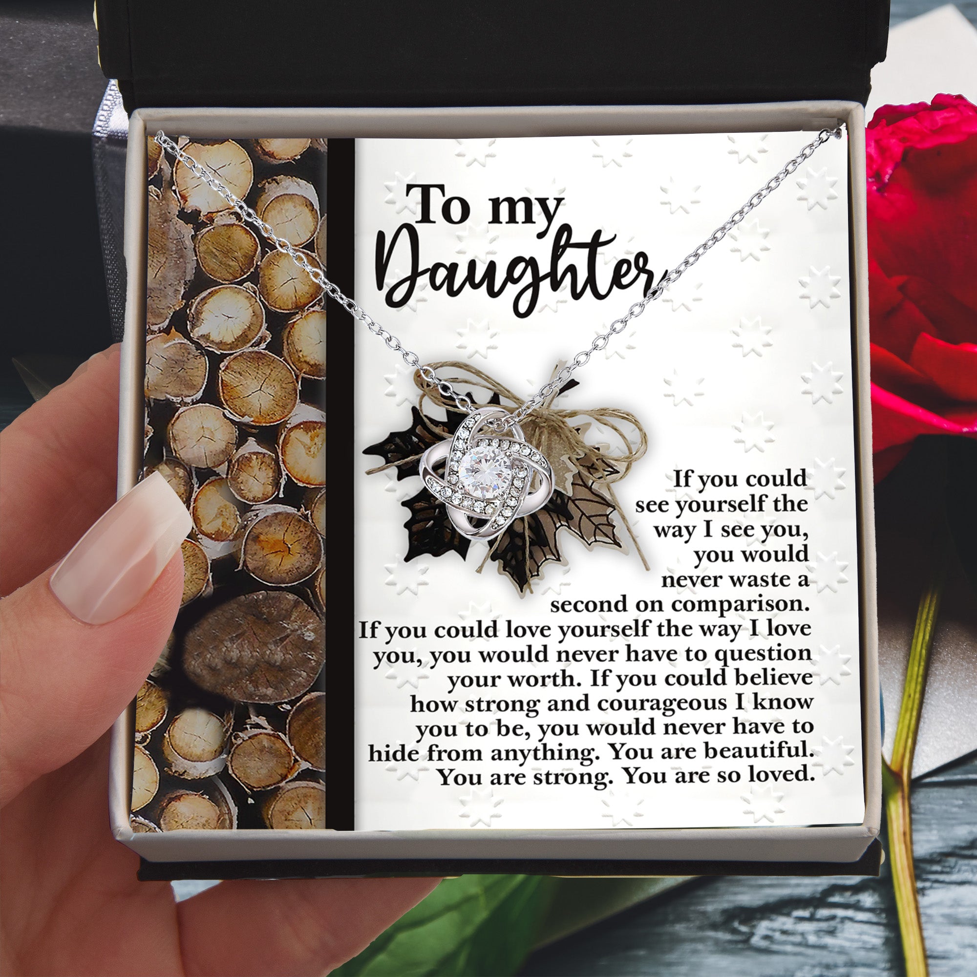 Gift for Daughter - Straighten Your Crown- Love Knot Pendant Necklace - Mallard Moon