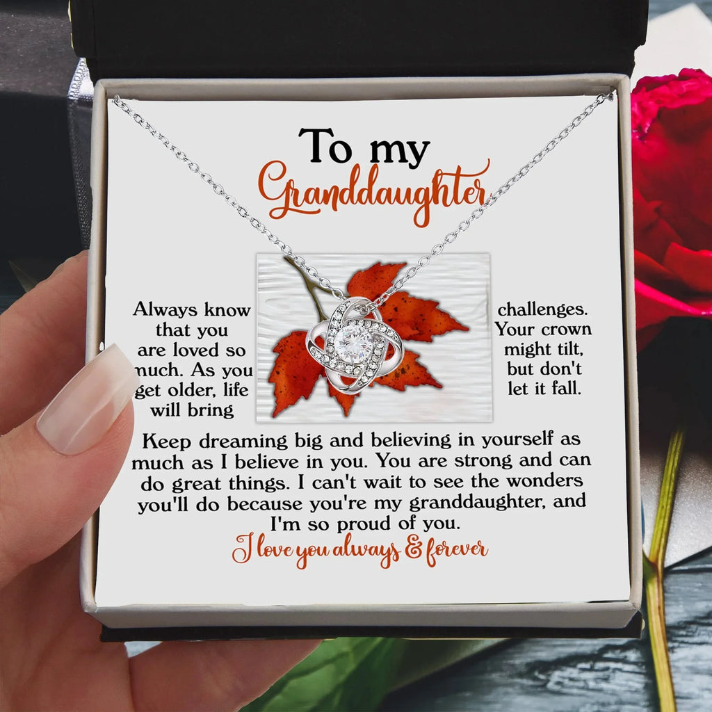 Gift for Granddaughter - Do Great Things - Love Knot Pendant Necklace