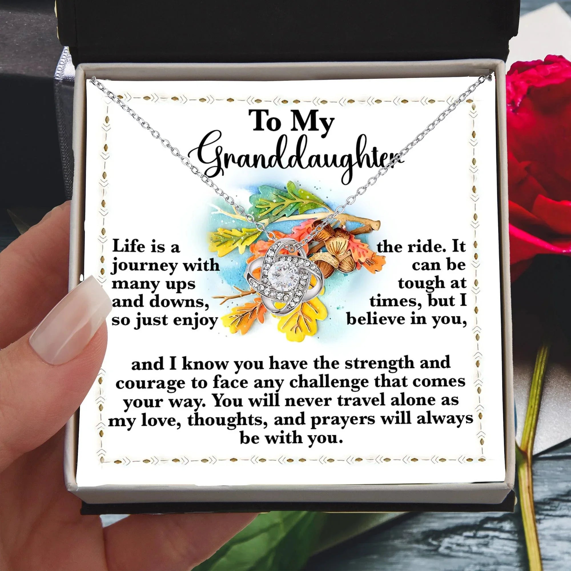 Gift for Granddaughter - Never Travel Alone - Love Knot Pendant Necklace