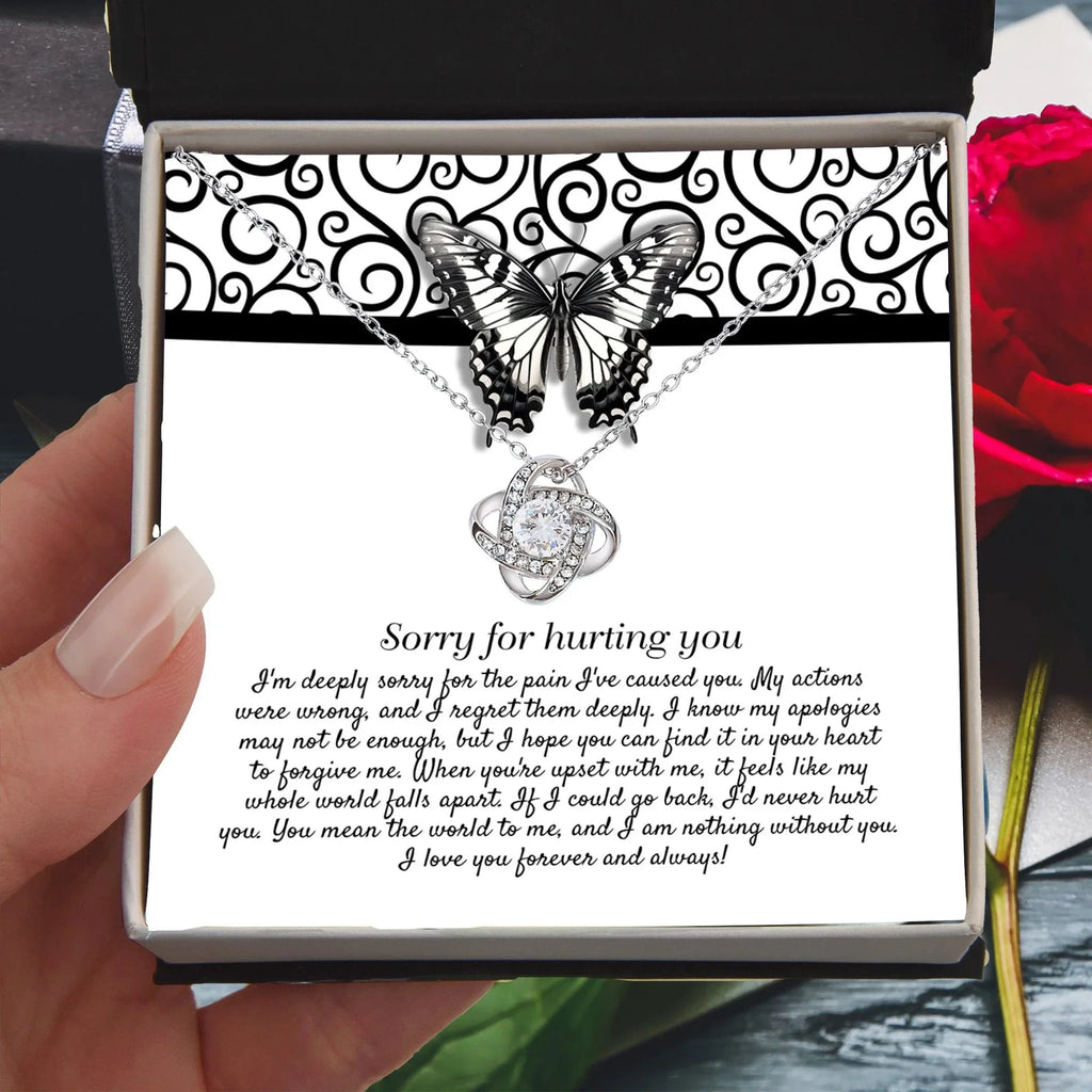 Apology Gift - Sorry for Hurting You - I am Nothing Without You - Love Knot Pendant Necklace