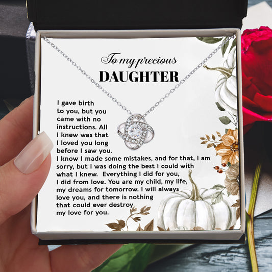 Heartfelt Mother to Daughter Gift | Love Knot Necklace with Emotional Message Card - Mallard Moon