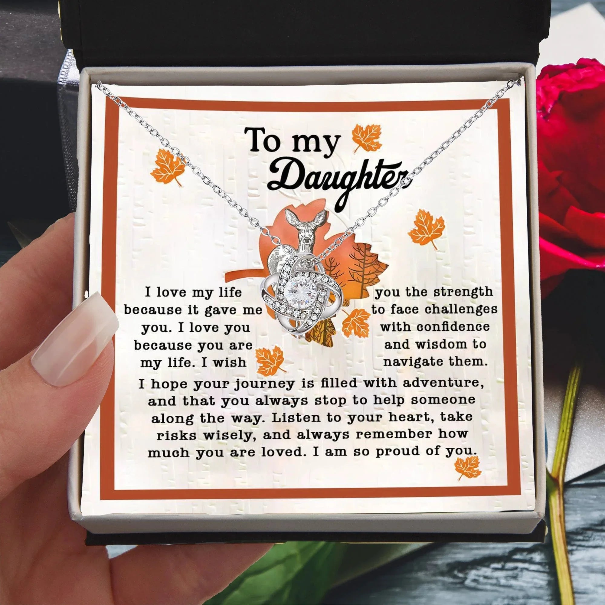 Gift for Daughter - Life Gave Me You - Love Knot Pendant Necklace