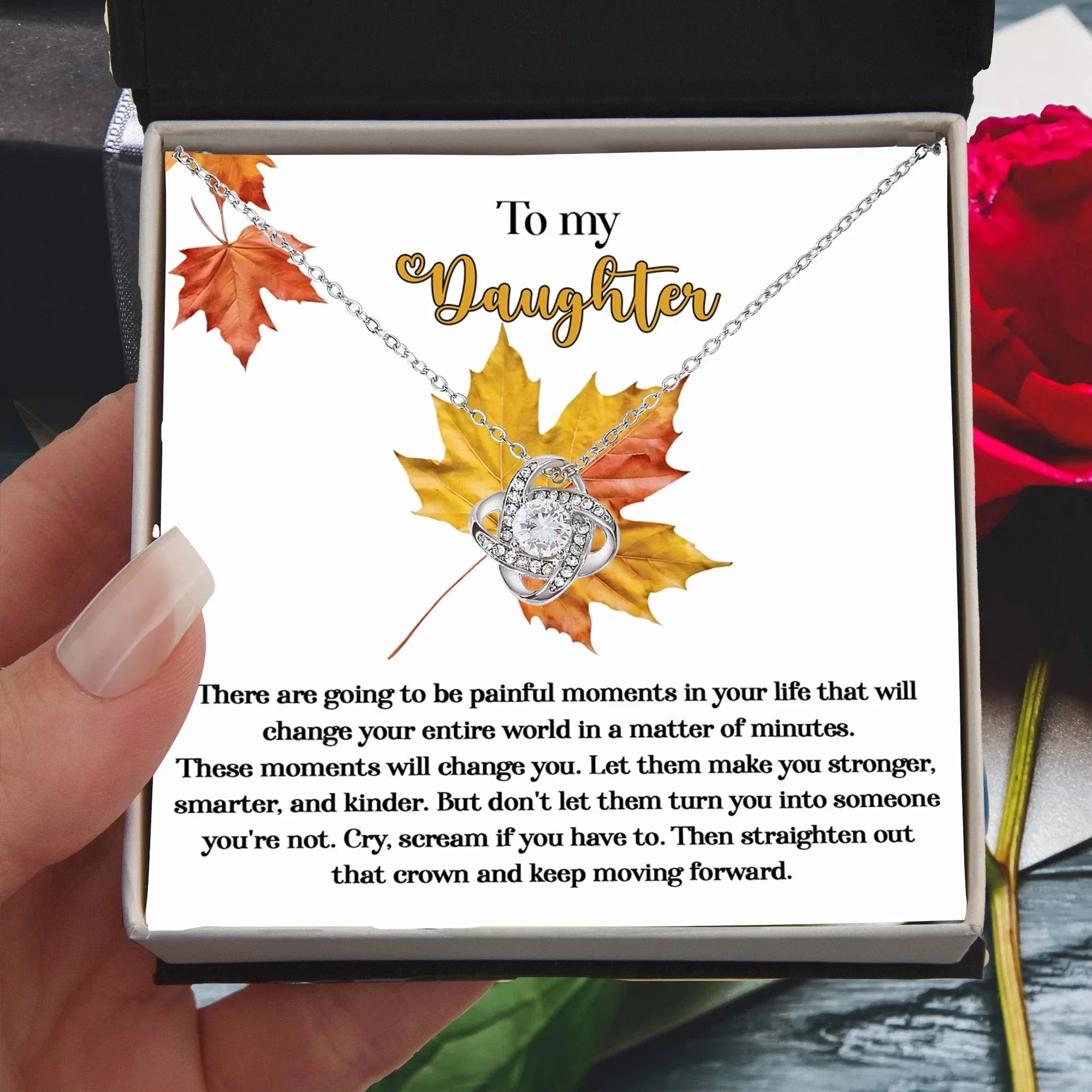 Gift for Daughter - Make You Stronger - Love Knot Pendant Necklace