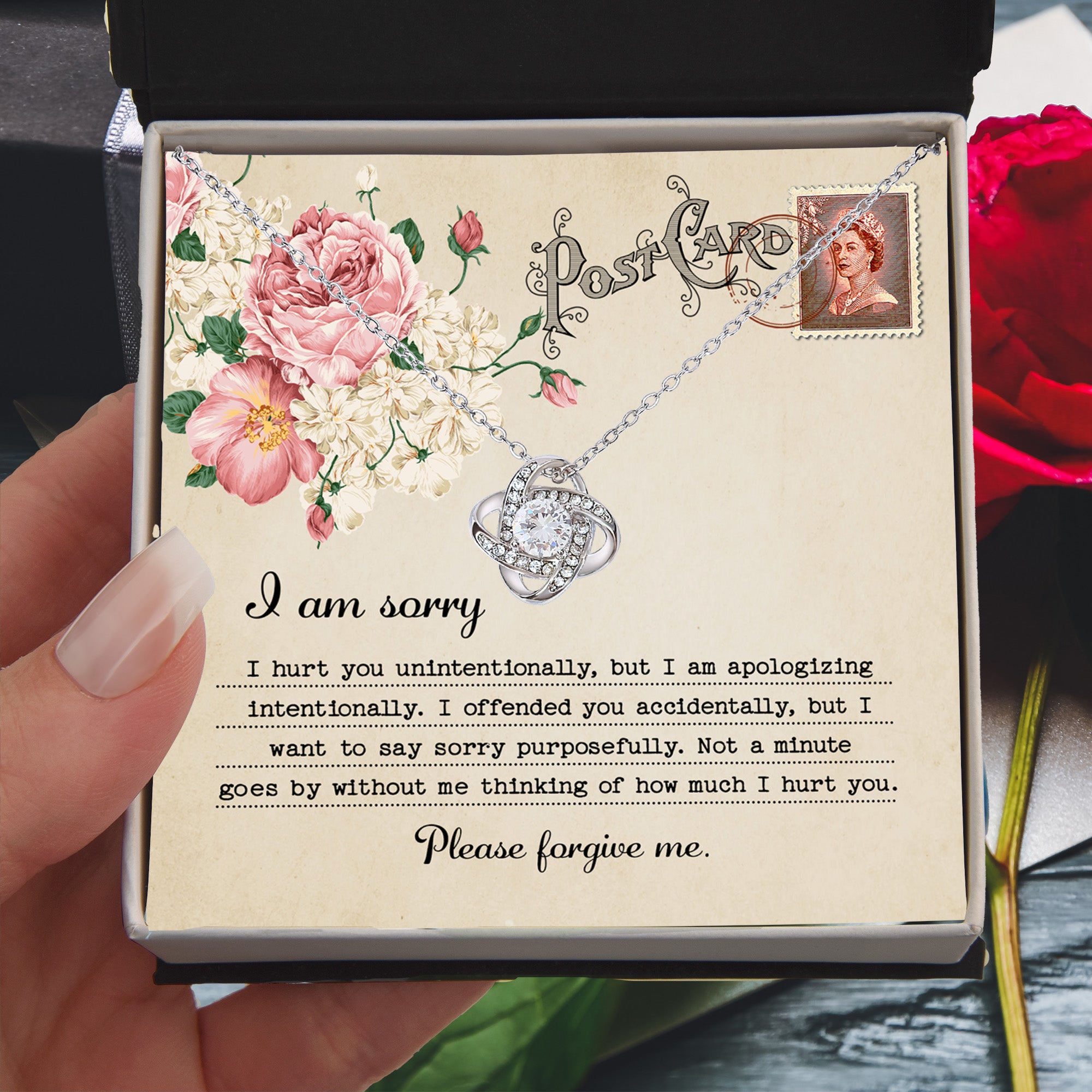 Forgive Me Gift - Sorry I Hurt You, I am Apologizing Intentionally - Love Knot Pendant Necklace - Mallard Moon