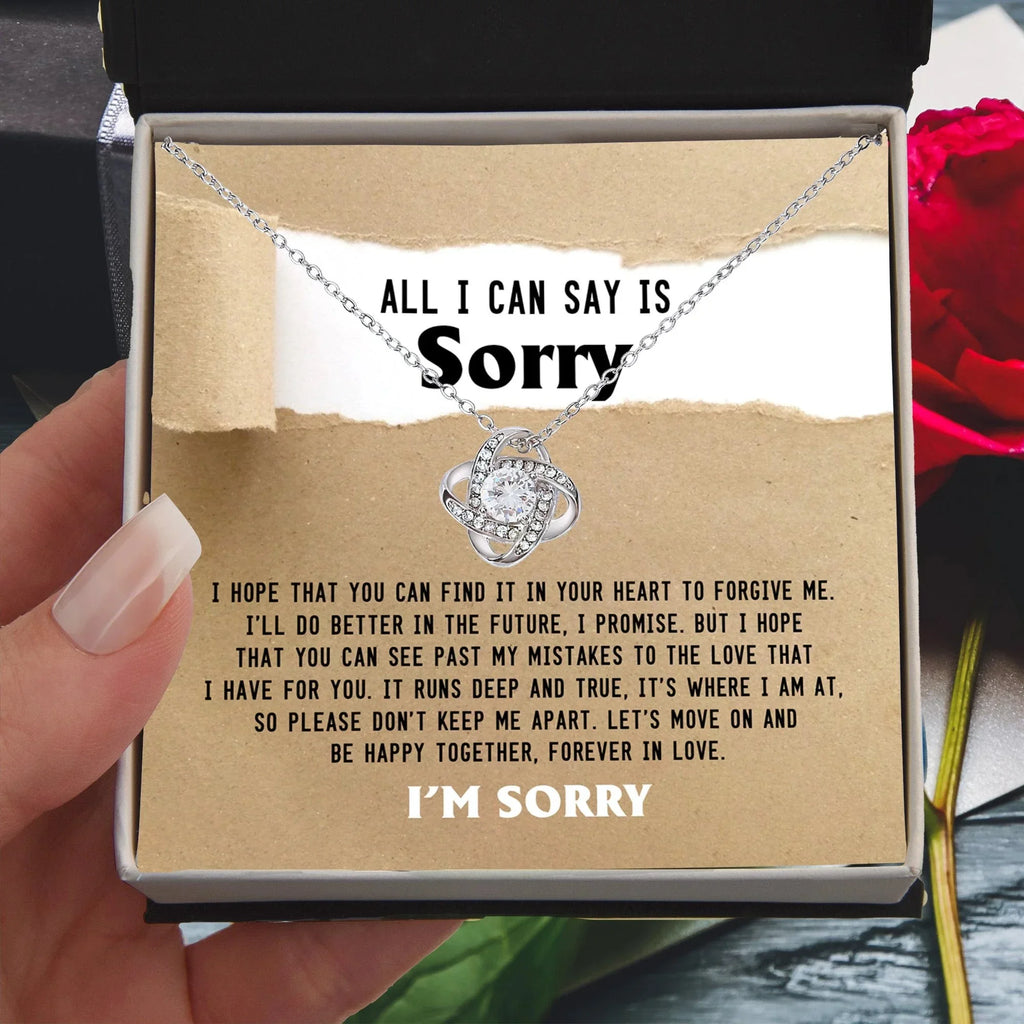 Apology Gift for Girlfriend, Wife, Soulmate - Sorry, Don't Keep Me Apart - Love Knot Pendant Necklace