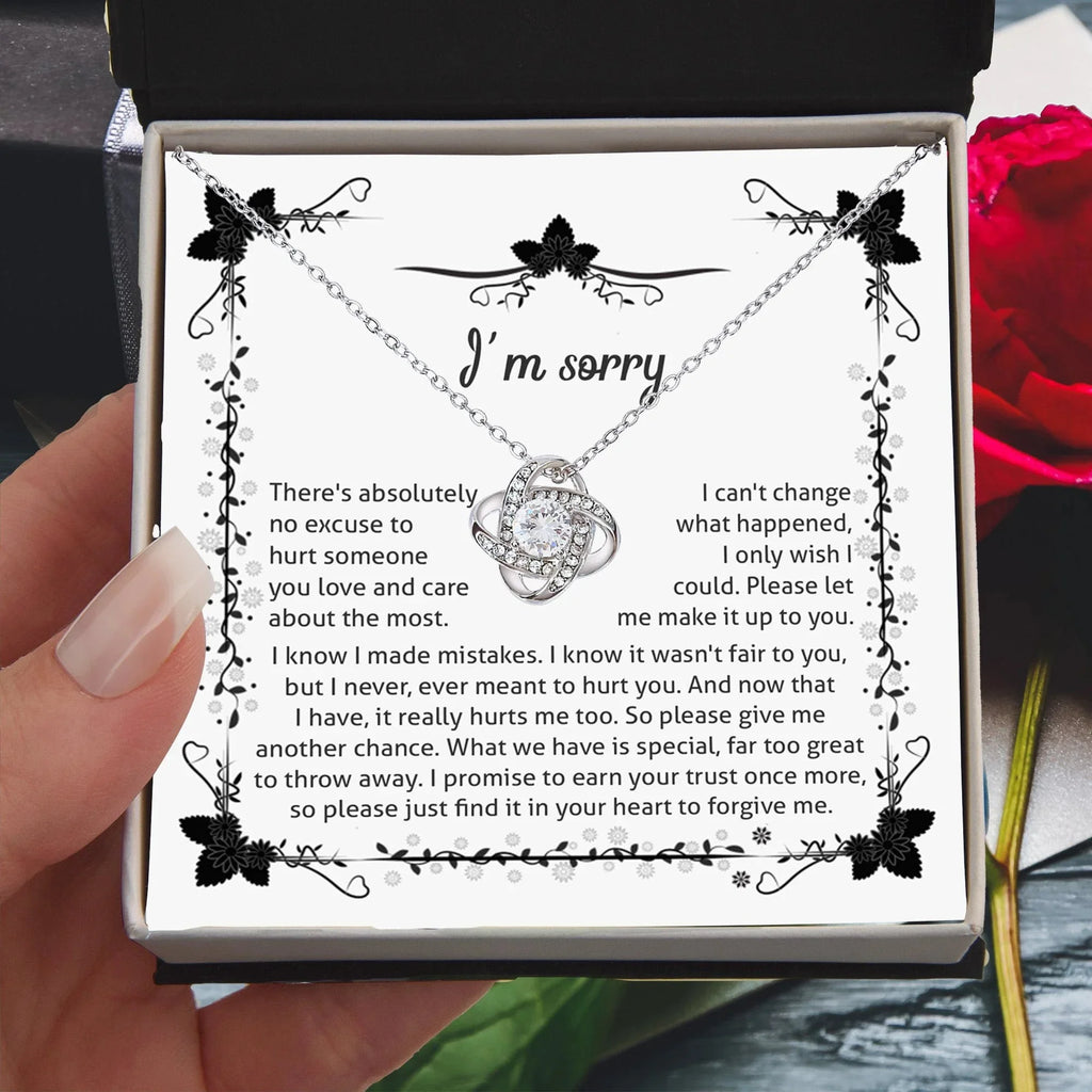 Apology - I'm Sorry, No Excuse, Another Chance - Love Knot Pendant Necklace