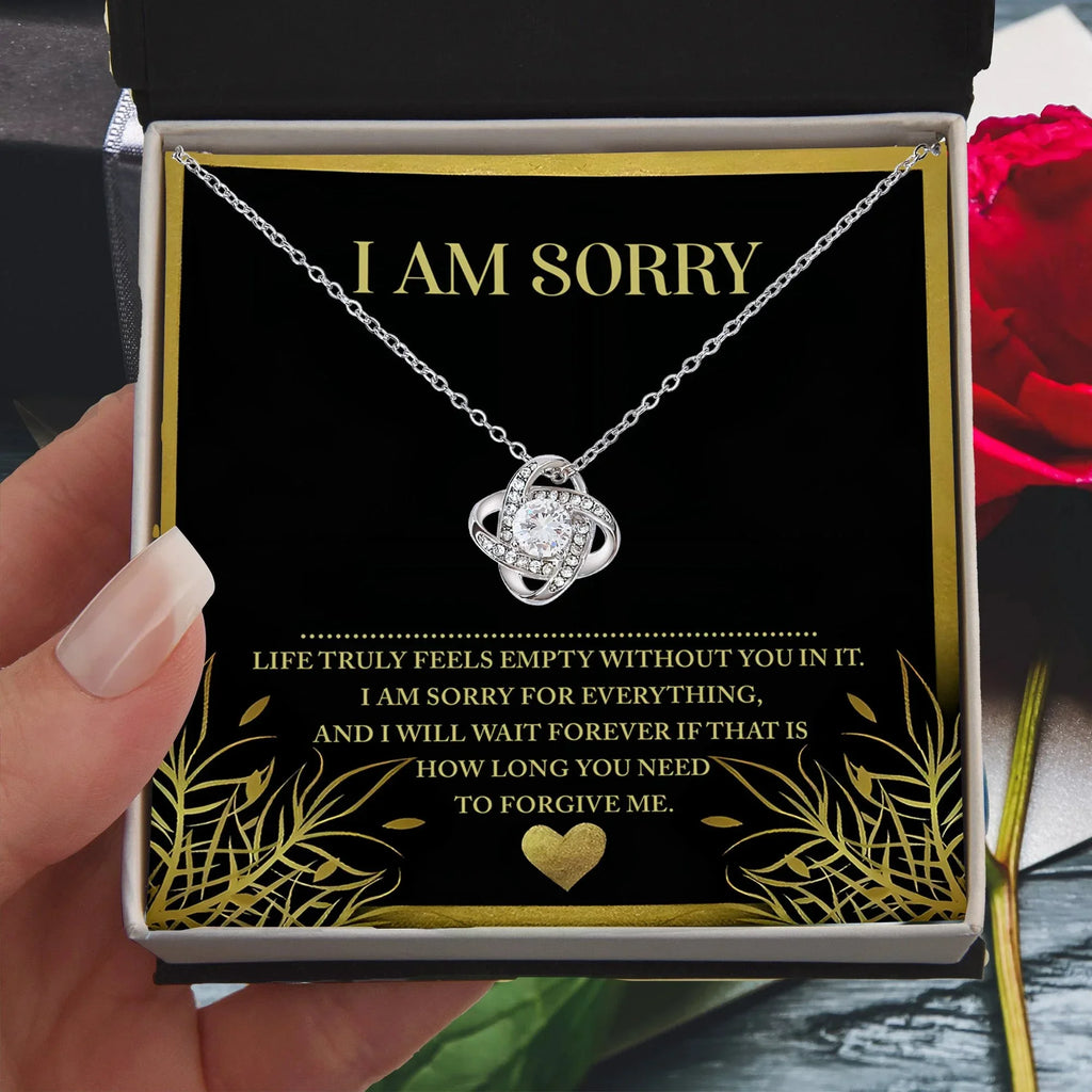 Apology Gift for Girlfriend, Wife, Soulmate - Sorry, Without You - Love Knot Pendant Necklace