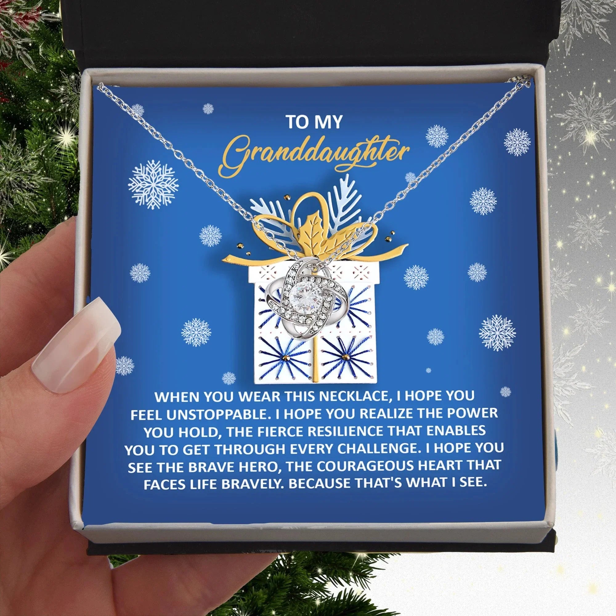 Gift for Granddaughter - Brave Hero - Love Knot Pendant Necklace