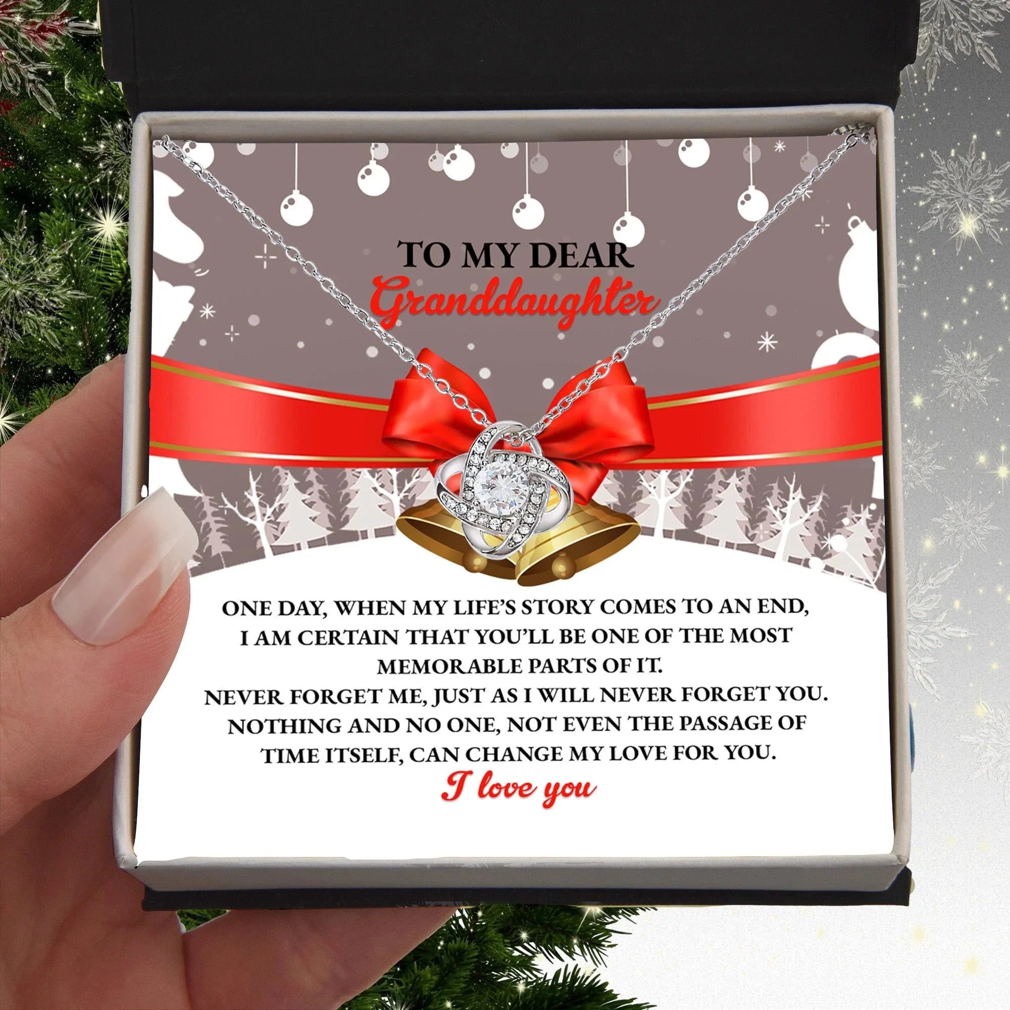 Gift for Granddaughter - Most Memorable Parts of My Life Story - Love Knot Pendant Necklace