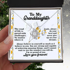 To My Granddaughter – Love Knot Necklace Gift | “Always Believe in Yourself” Encouragement Message Card | Grandparent Gift for Birthday, Graduation & Christmas