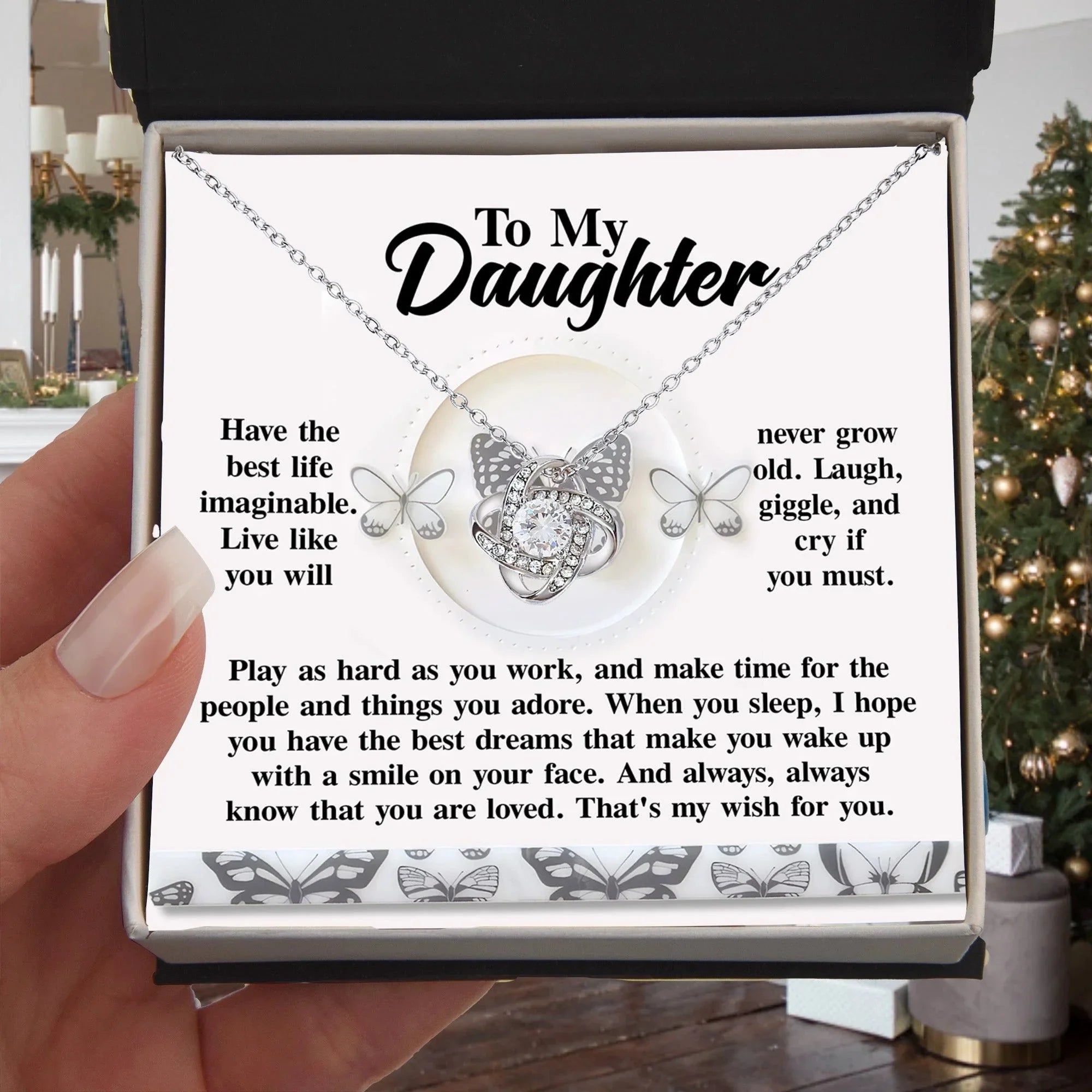 Gift for Daughter - My Wish For You - Love Knot Pendant Necklace