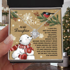 To My Daughter Christmas Love Knot Necklace – Holiday Gift with Polar Bear Message Card, Inspirational Daughter Jewelry, Christmas Gift from Mom or Dad