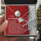 To My Granddaughter – Christmas Love Knot Necklace | “You Are Beautiful, Strong & Loved” Holiday Message Card | Grandparent Gift