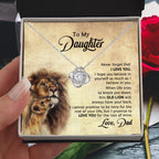 To My Daughter – “Old Lion” Dad & Daughter Love Knot Necklace | Inspirational Father-to-Daughter Gift with Heartfelt Lion Message Card