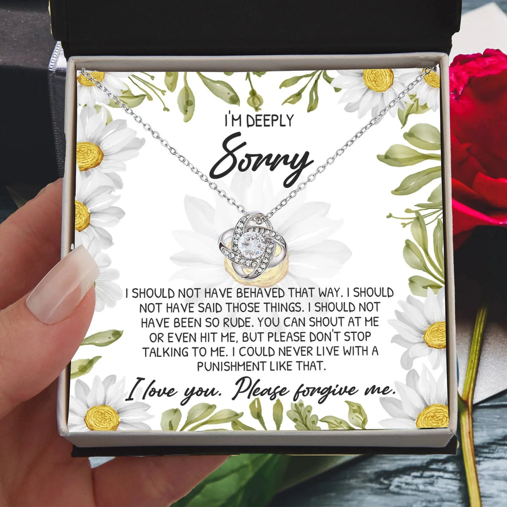 Apology Gift for Girlfriend, Wife, Soulmate-Sorry, Please Don't Stop Talking - Love Knot Pendant Necklace