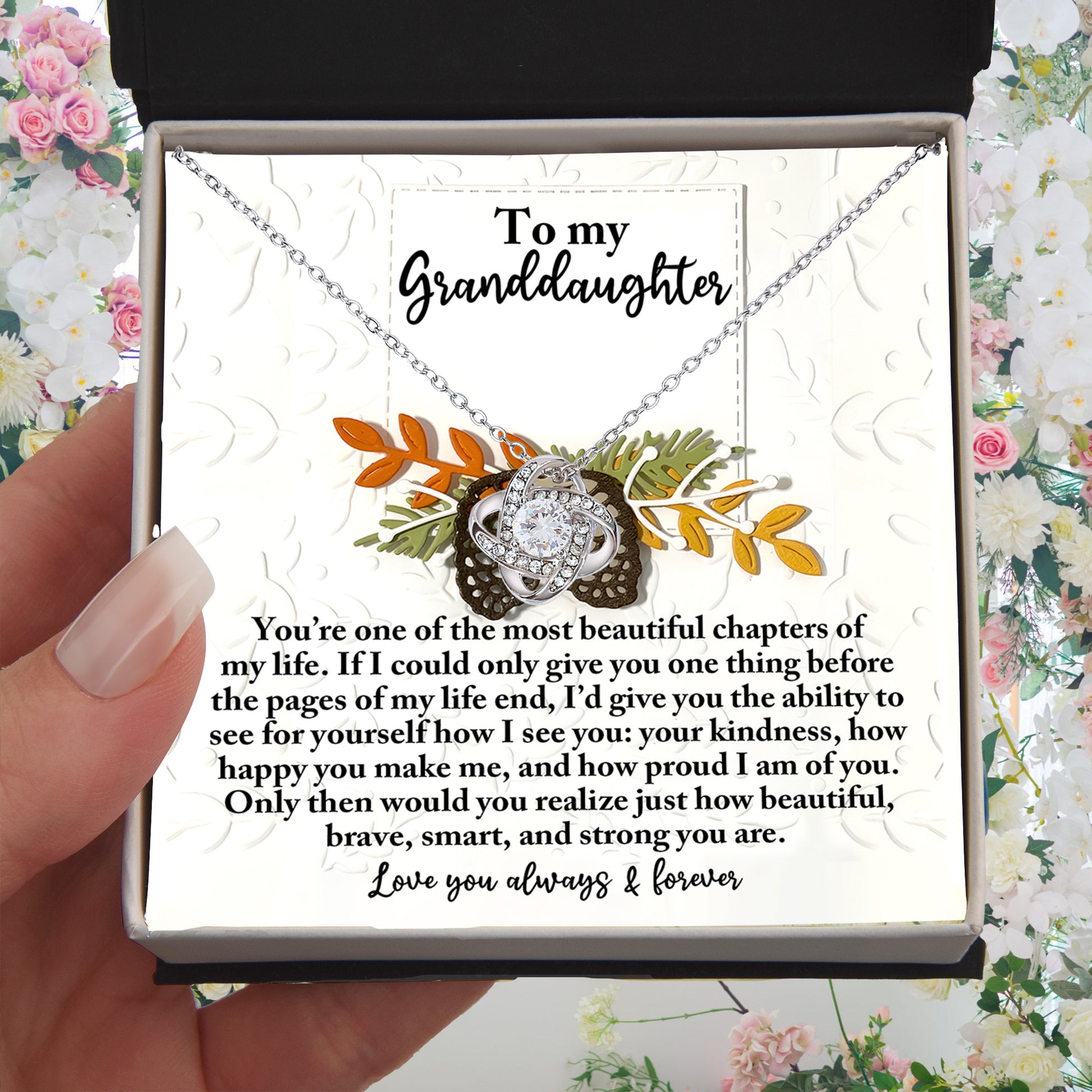 Gift for Granddaughter - How Beautiful - Love Knot Pendant Necklace - Mallard Moon