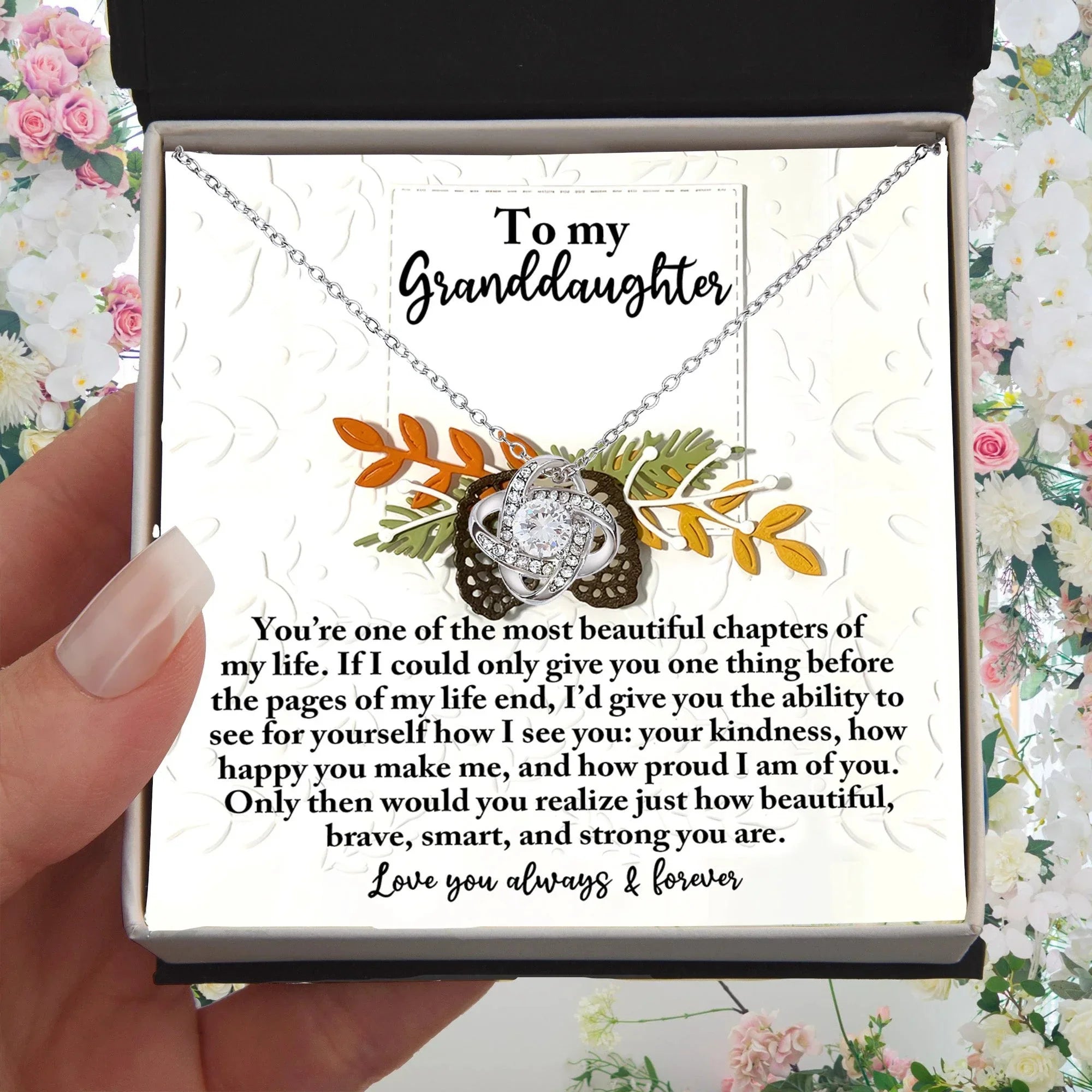 Gift for Granddaughter - How Beautiful - Love Knot Pendant Necklace