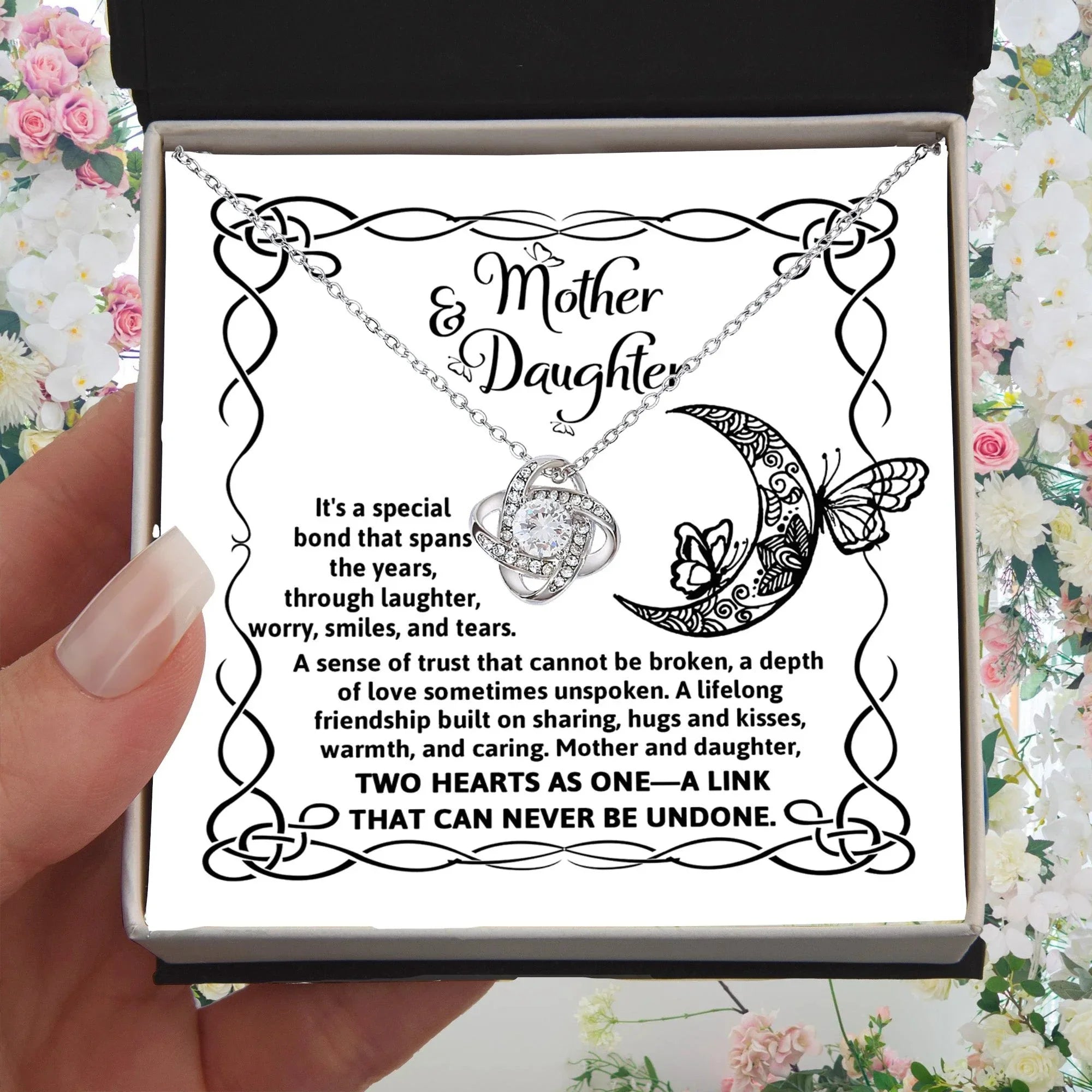 Mother and Daughter - A Special Bond Love Knot Pendant Necklace