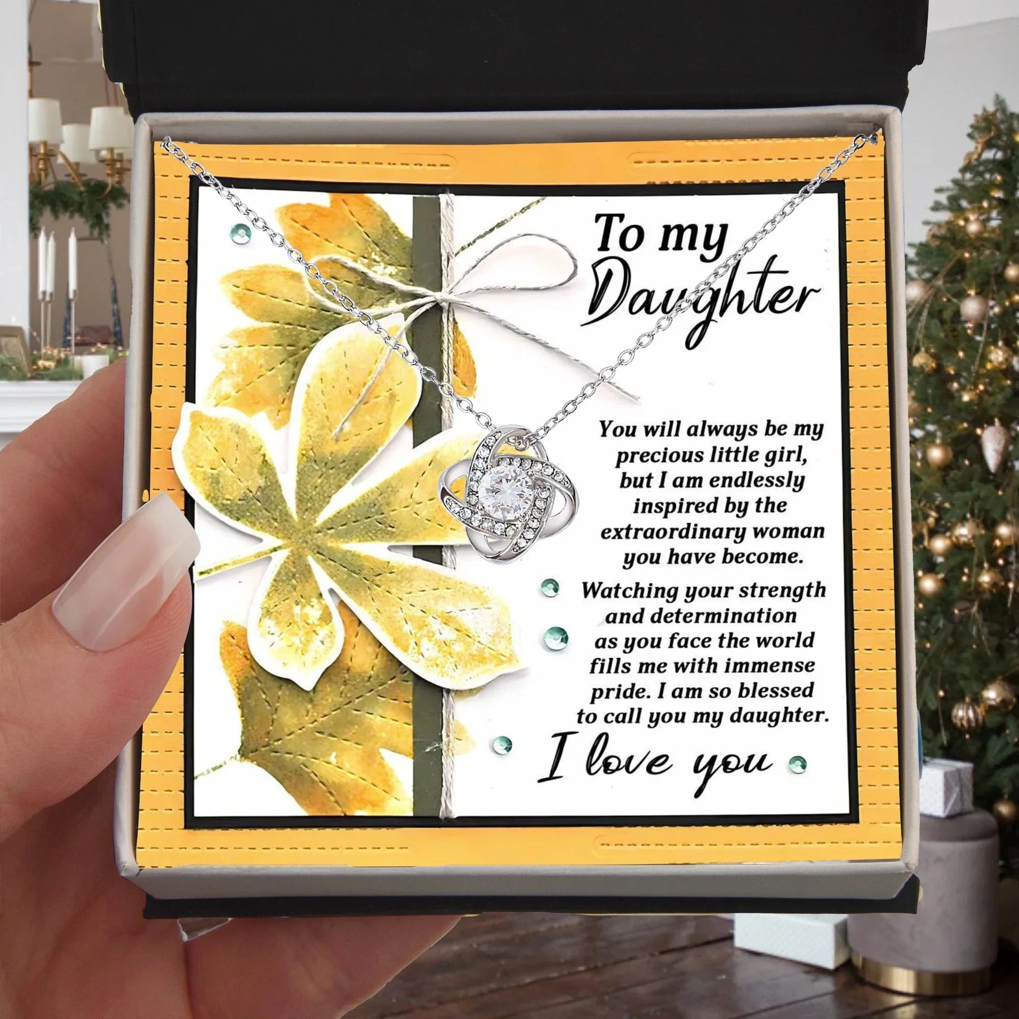 Gift for Daughter - Blessed To Call - Love Knot Pendant Necklace