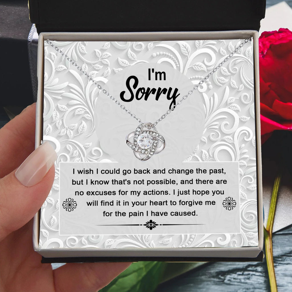 Apology Gift for Girlfriend, Wife, Soulmate - Sorry, Change The Past - Love Knot Pendant Necklace