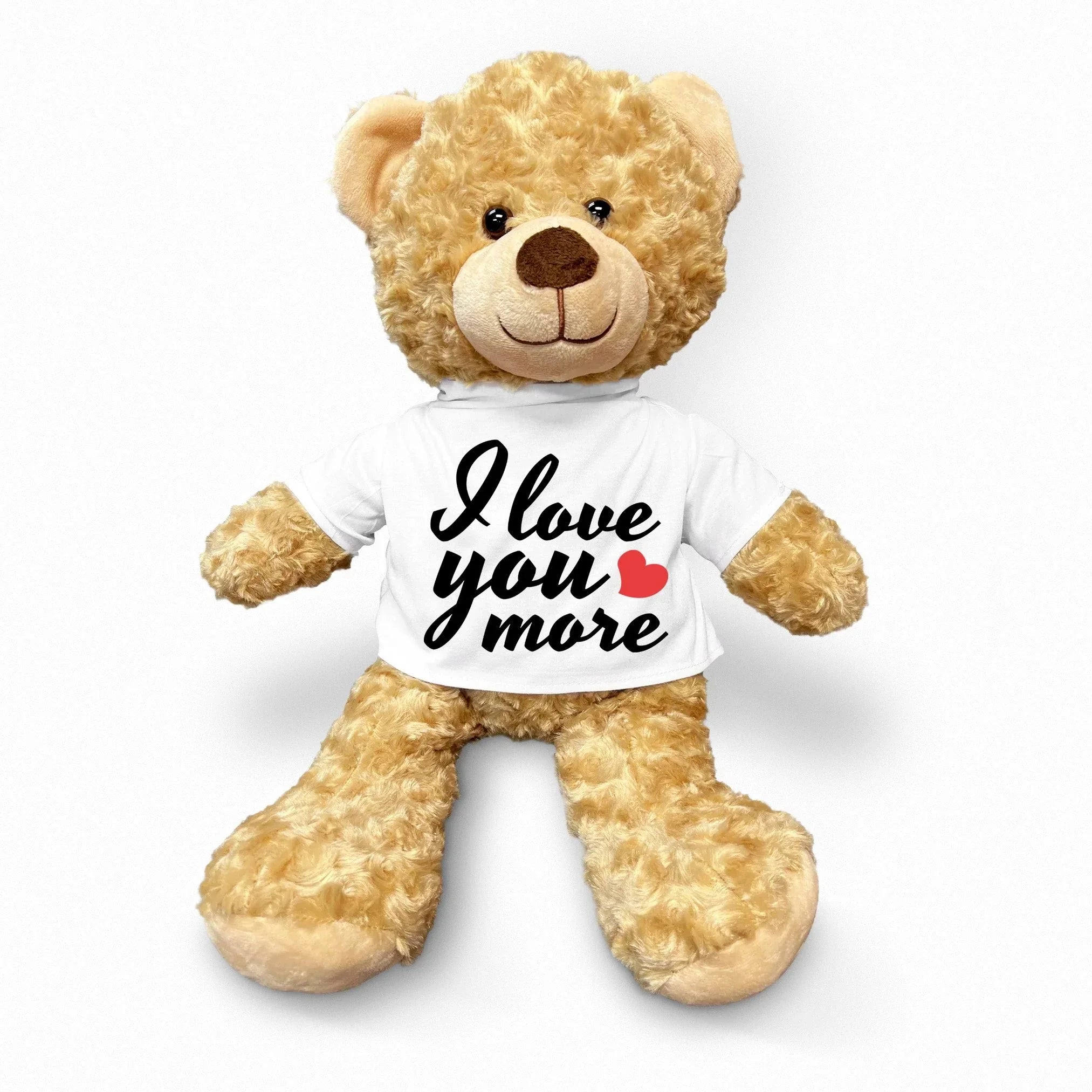 Love You More - Plush Lamb, Panda, or Teddy Bear with Tee Shirt Romantic Gift for Sweetheart