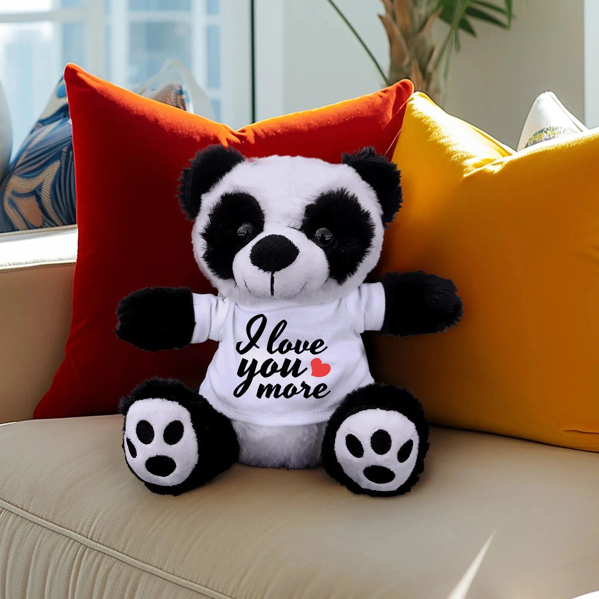 Love You More - Plush Lamb, Panda, or Teddy Bear with Tee Shirt Romantic Gift for Sweetheart