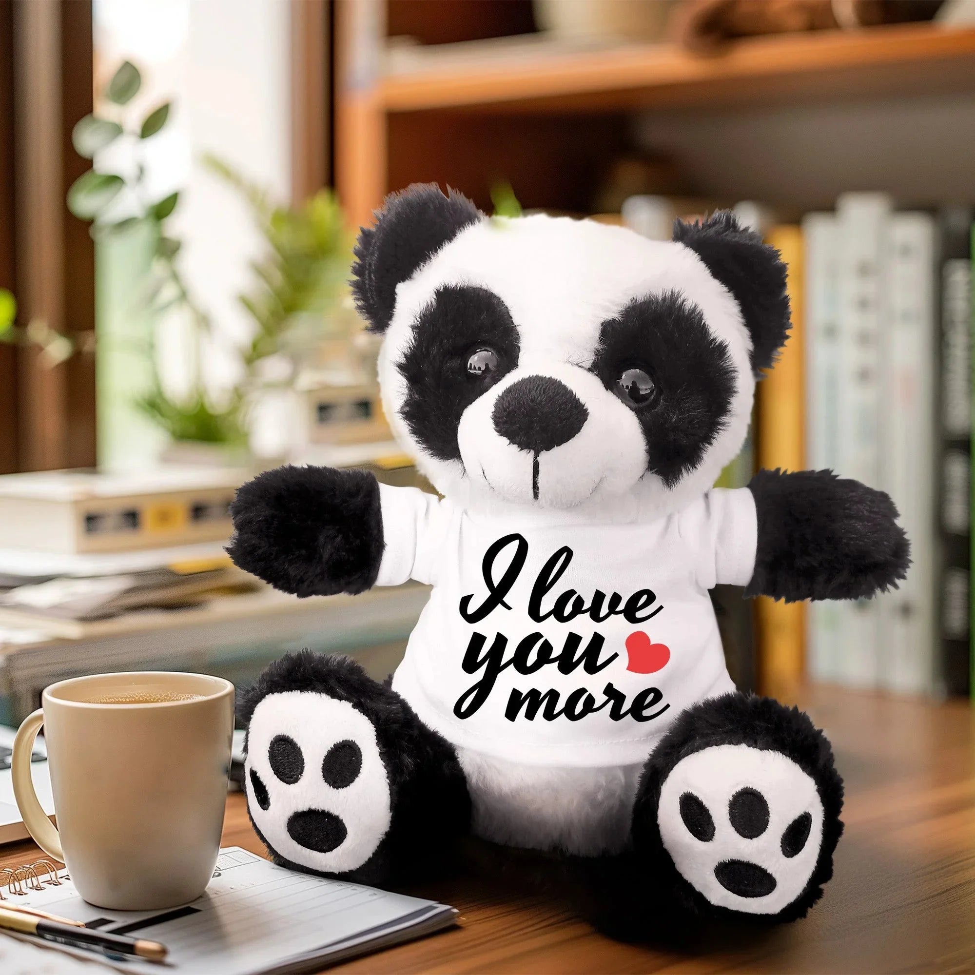 Love You More - Plush Lamb, Panda, or Teddy Bear with Tee Shirt Romantic Gift for Sweetheart