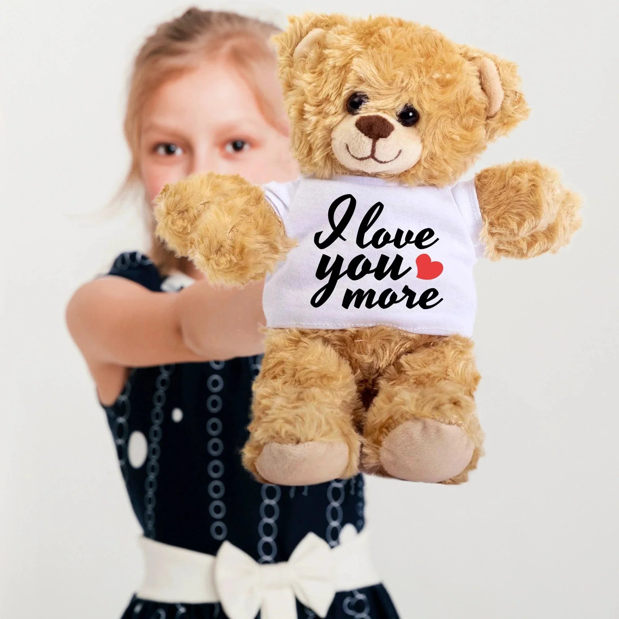 Love You More - Plush Lamb, Panda, or Teddy Bear with Tee Shirt Romantic Gift for Sweetheart