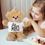 Love You More - Plush Lamb, Panda, or Teddy Bear with Tee Shirt Romantic Gift for Sweetheart