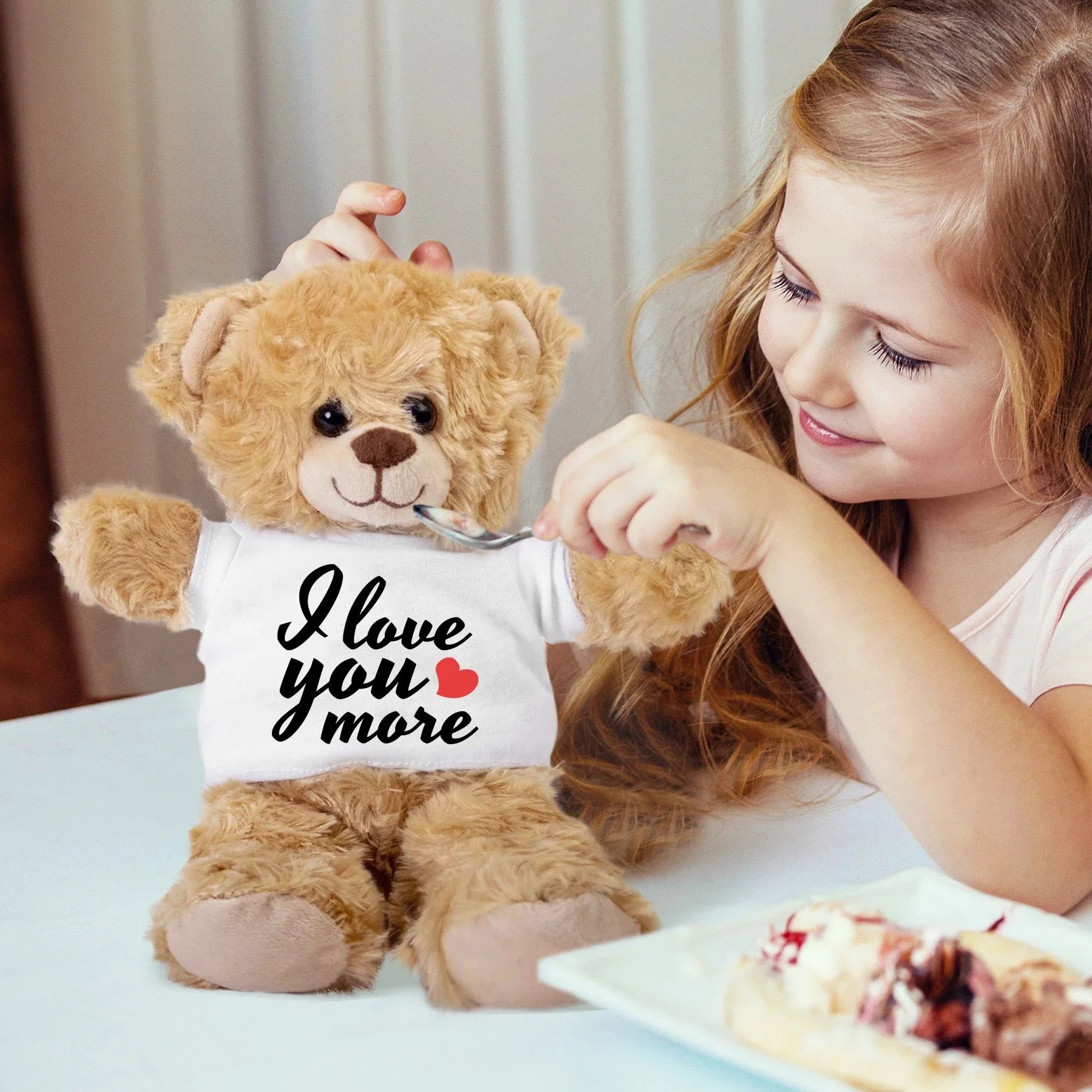 Love You More - Plush Lamb, Panda, or Teddy Bear with Tee Shirt Romantic Gift for Sweetheart
