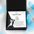 To My Gorgeous Bride on Our Wedding Day, You are the Love of My Life Love Dancing Heart Pendant Necklace