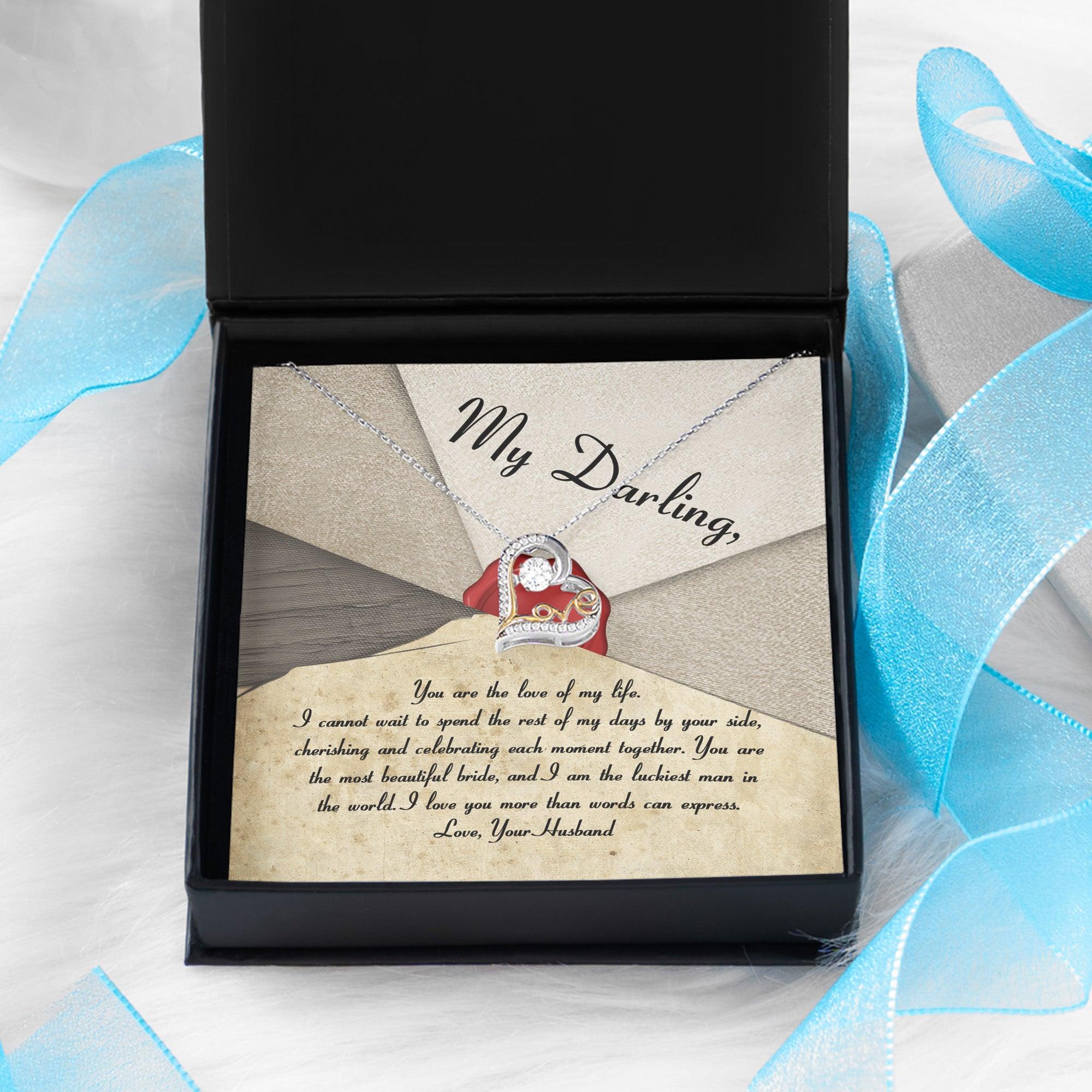 My Darling Bride Love of My Life Love Dancing Heart Pendant Necklace - Mallard Moon Gift Shop