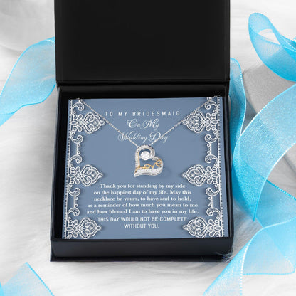Bridesmaid Gift -Thank You for Standing By My Side Love Dancing Heart Pendant Necklace - Mallard Moon Gift Shop